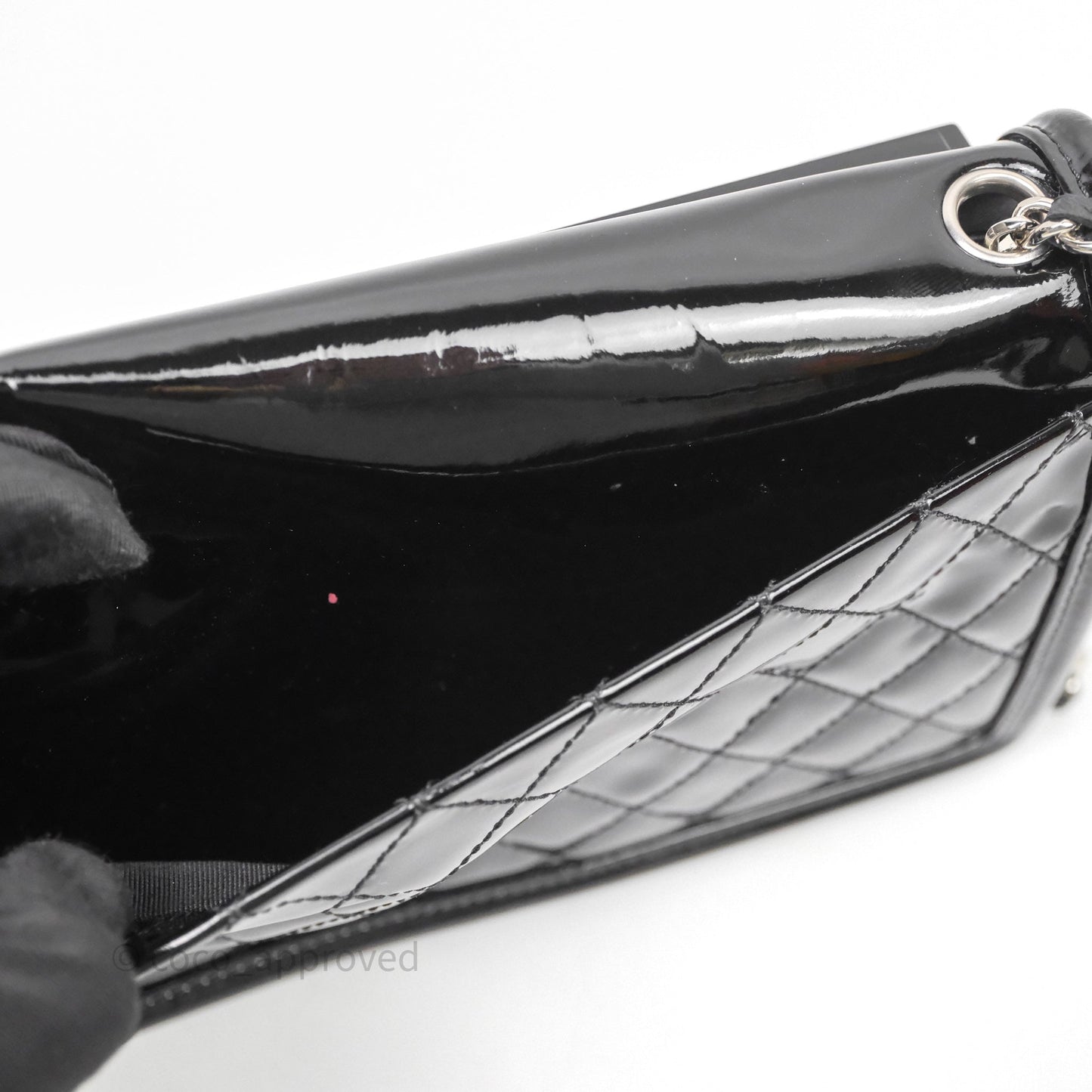 Chanel Crystal Lego Brick Shoulder Bag Black Plexiglass Patent Silver Hardware