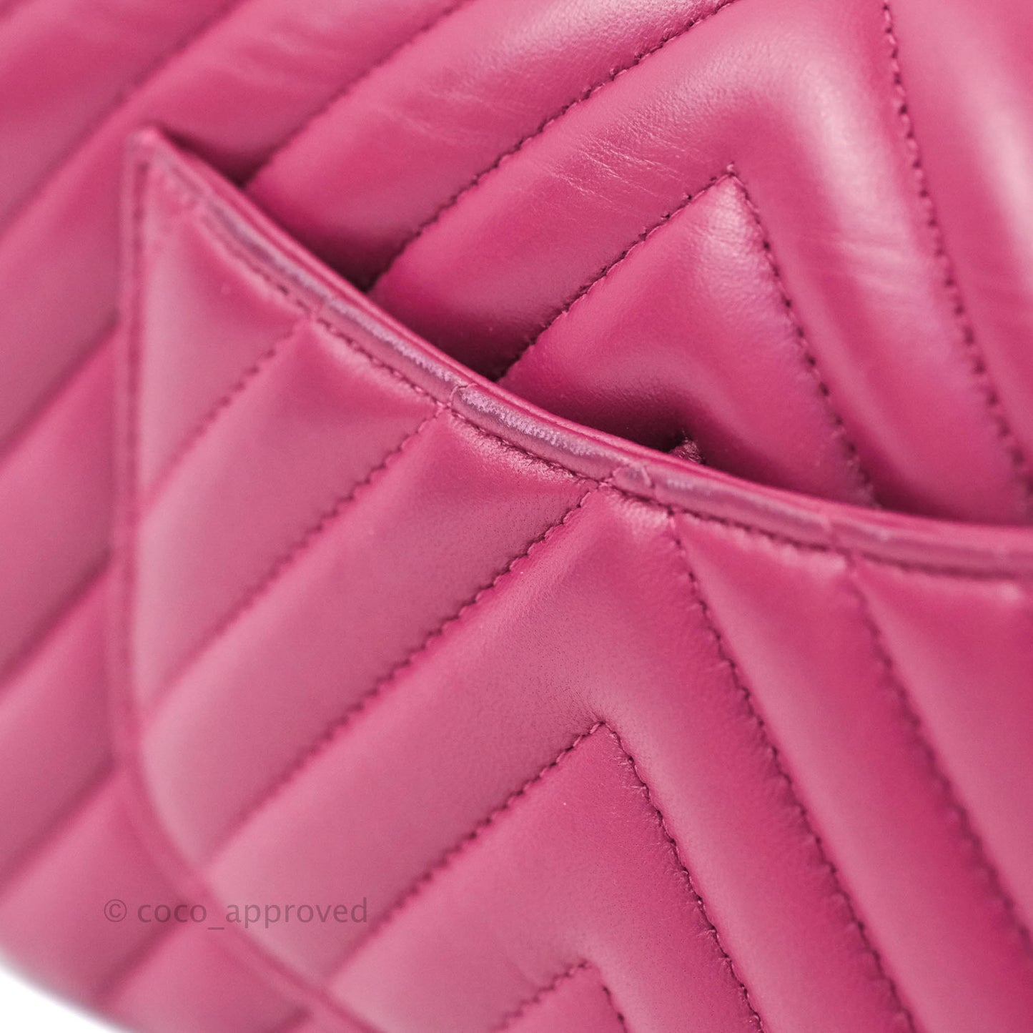 Chanel Chevron Mini Rectangular Lambskin Flap Bag Dark Pink Gold Hardware