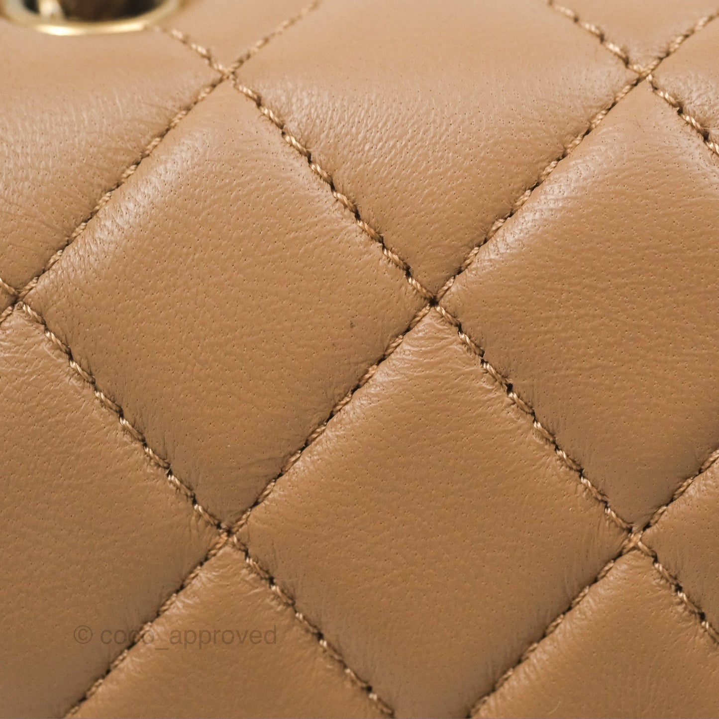 Chanel Mini Rectangular Pearl Crush Quilted Beige Lambskin Aged Gold Hardware