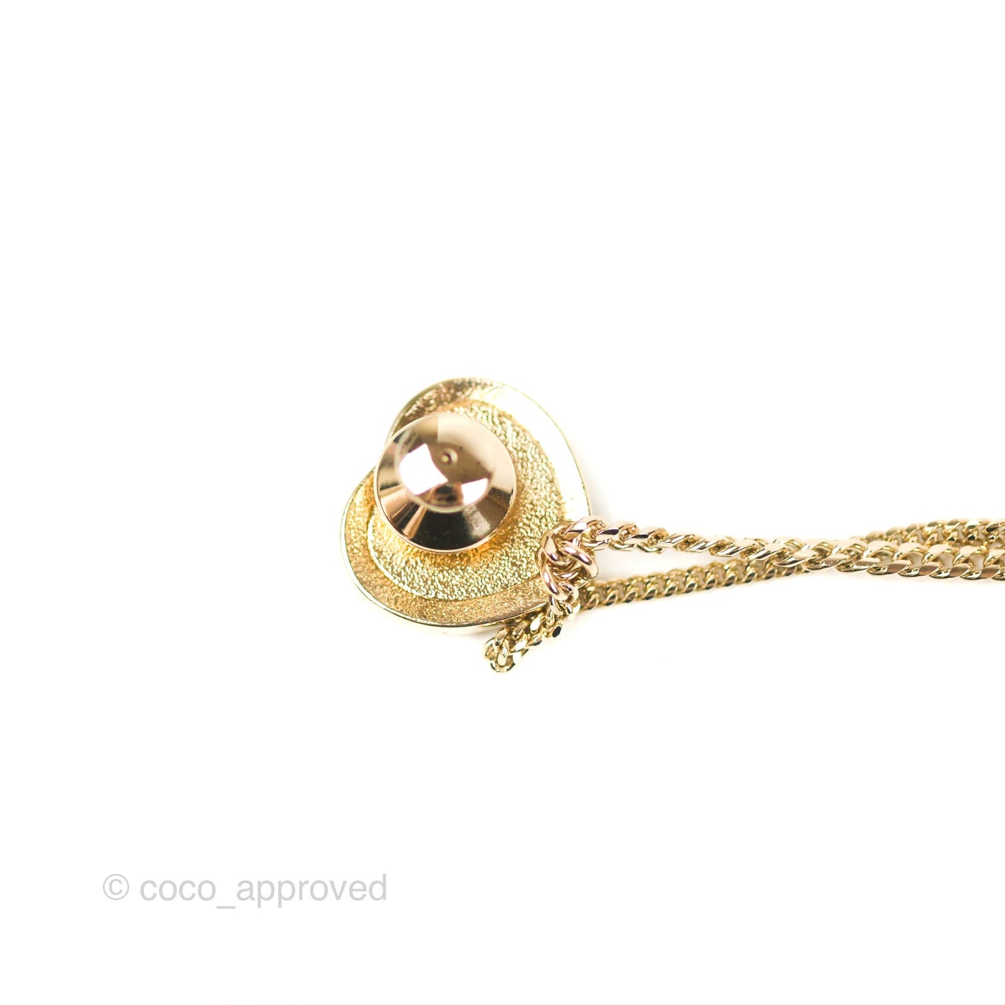 Chanel Crystal Heart Logo CC Brooch Gold Tone 23B