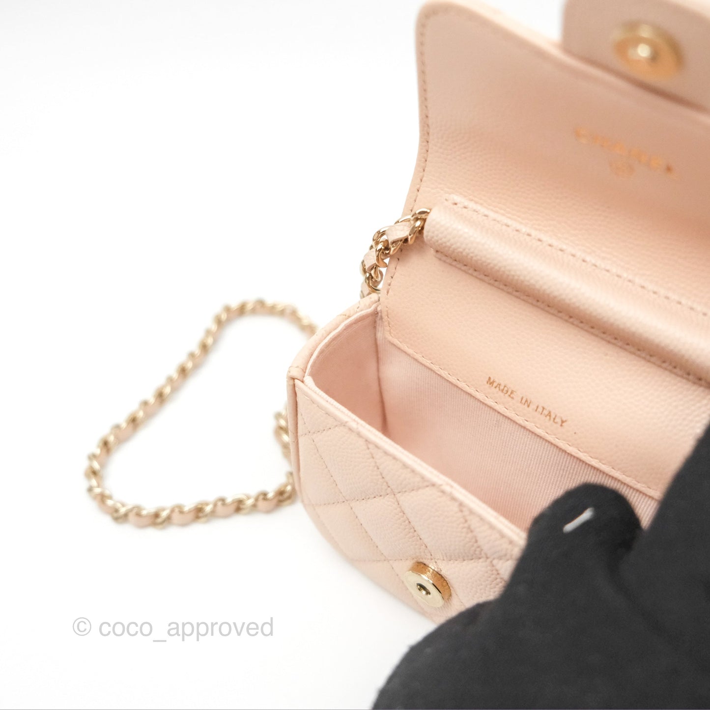 Chanel Mini Clutch With Chain Light Pink Caviar Gold Hardware