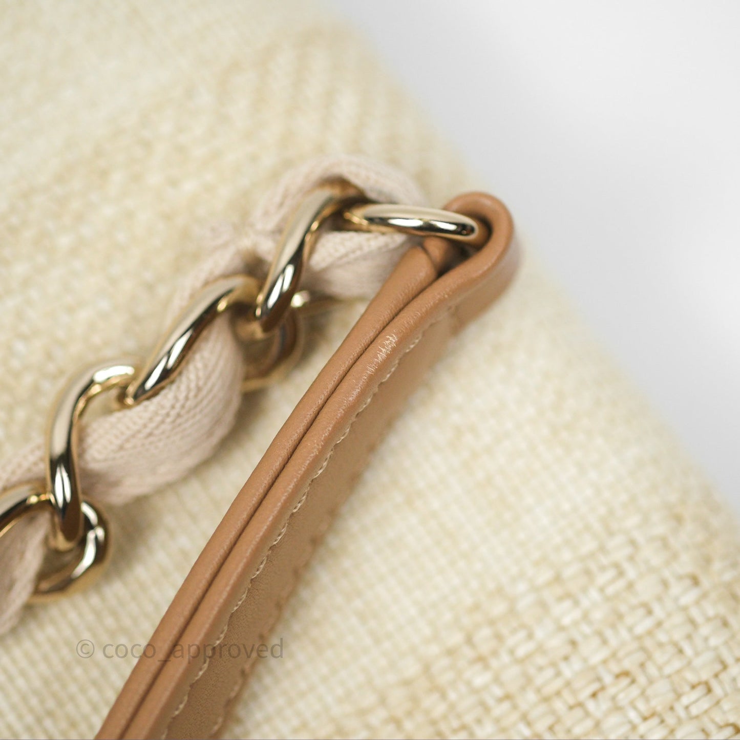 Chanel Large Deauville Beige Brown Tweed Gold Hardware