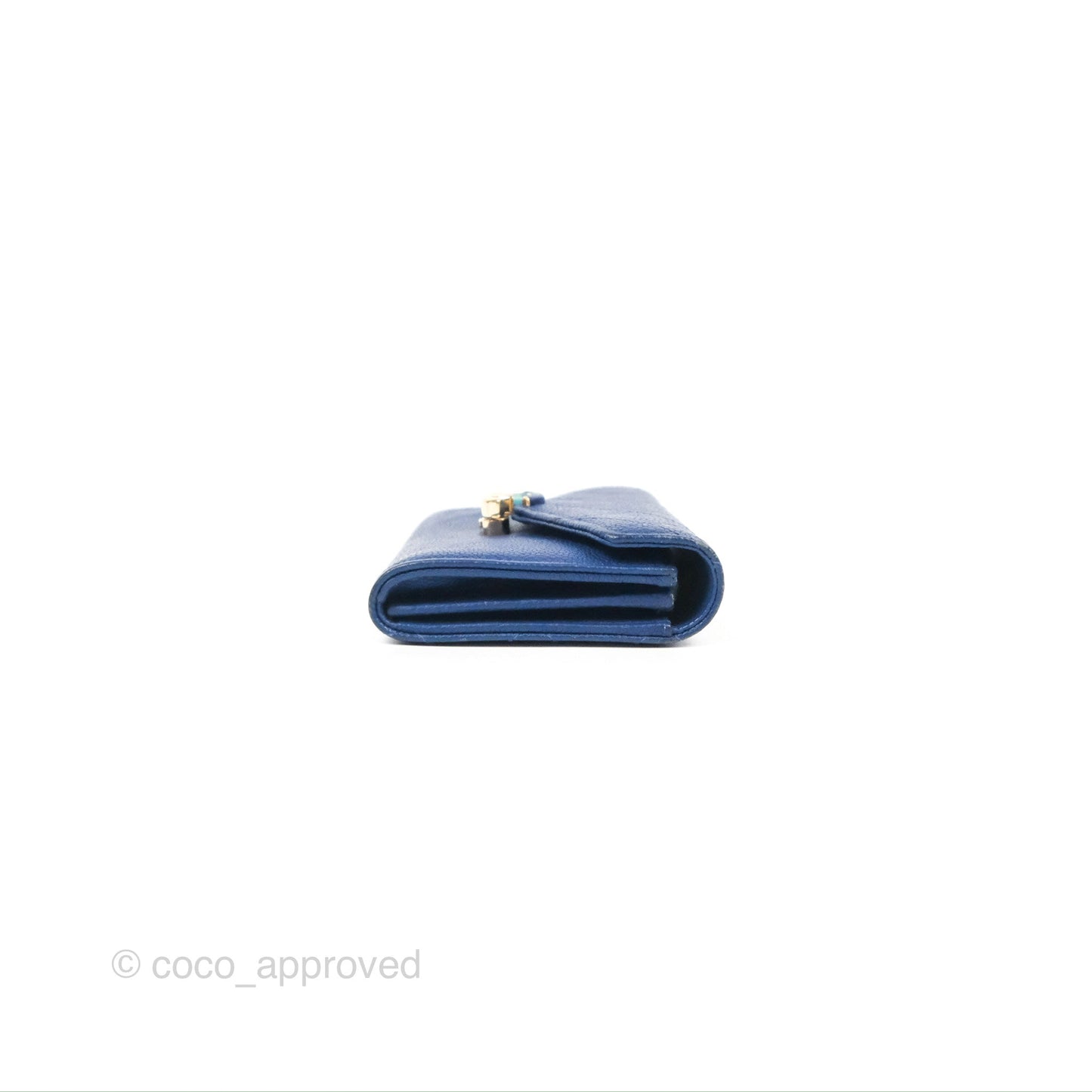 Chanel Quilted Medium Flap Wallet Blue Caviar Gold Hardware