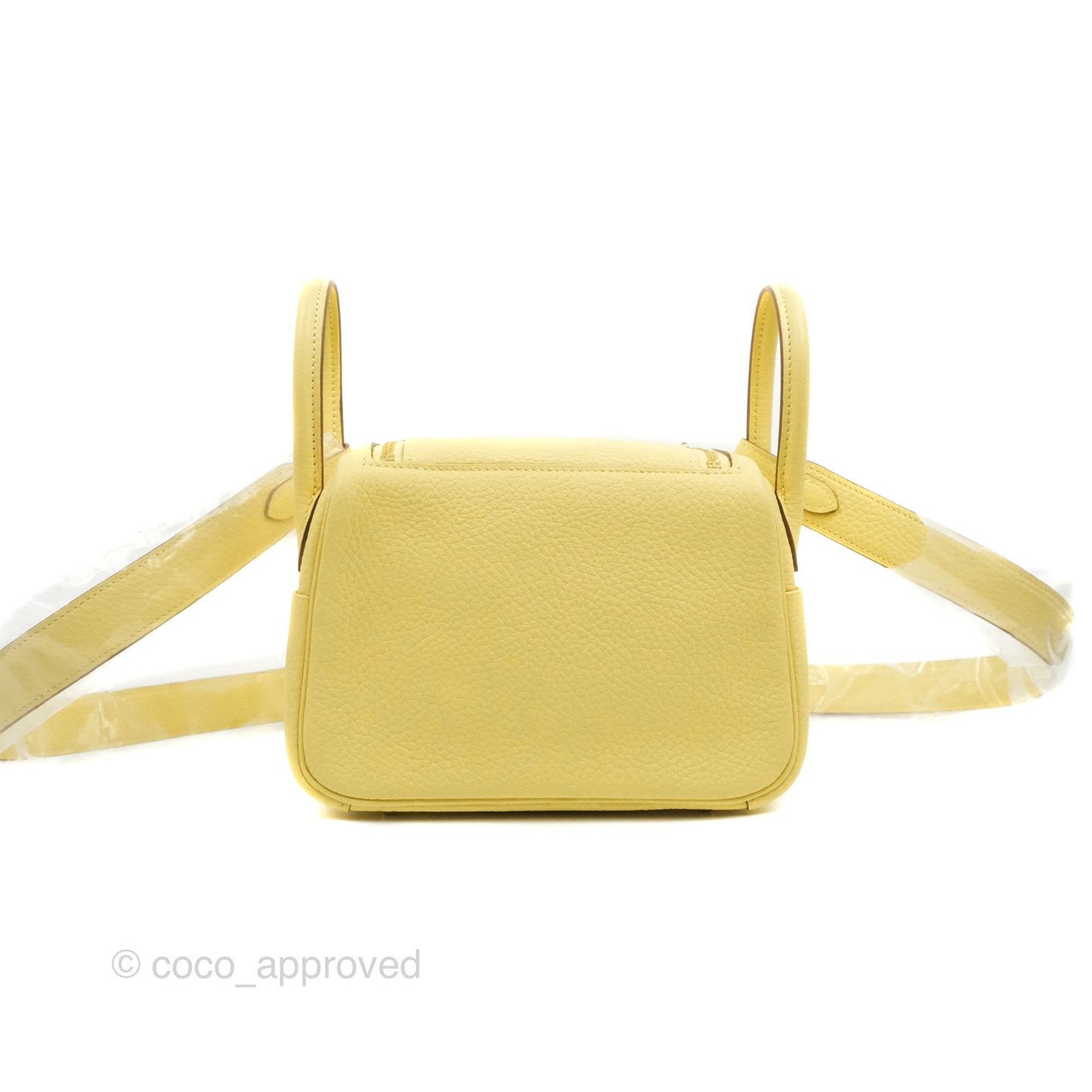 Hermès Mini Lindy 20 Taurillon Jaune Poussin Clemence Gold Hardware