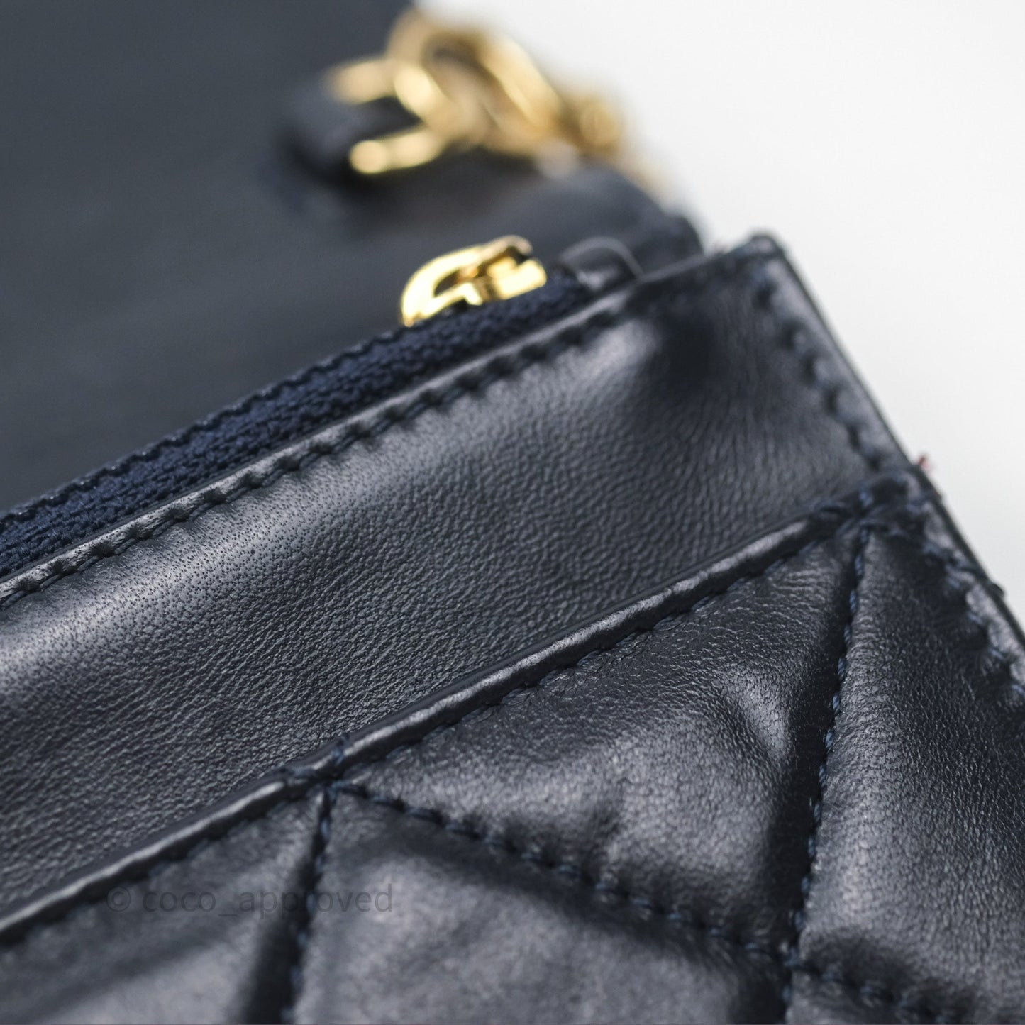 Chanel Golden Class Wallet on Chain WOC Navy Lambskin Gold Hardware