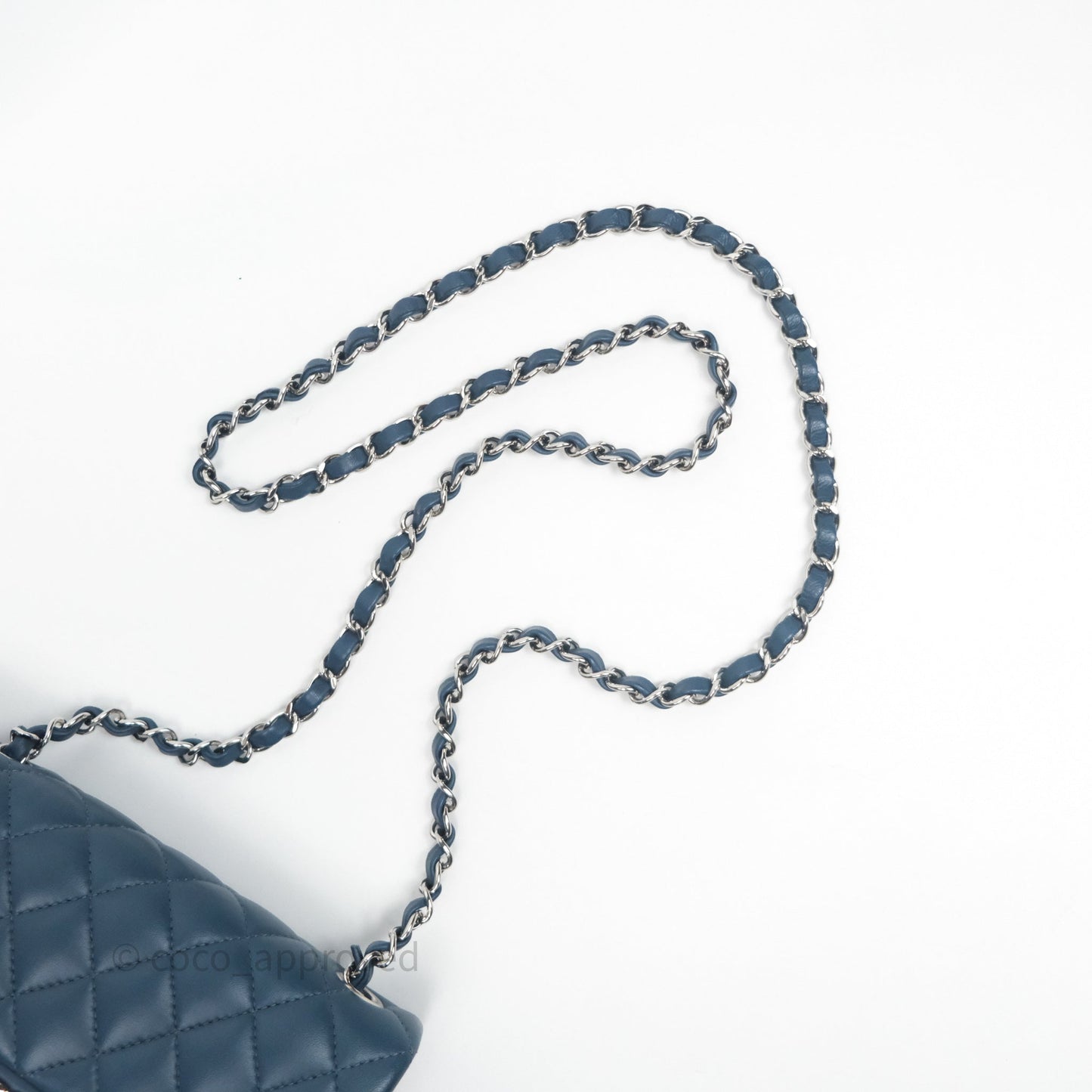 Chanel Mini Rectangular Quilted Navy Lambskin Silver Hardware