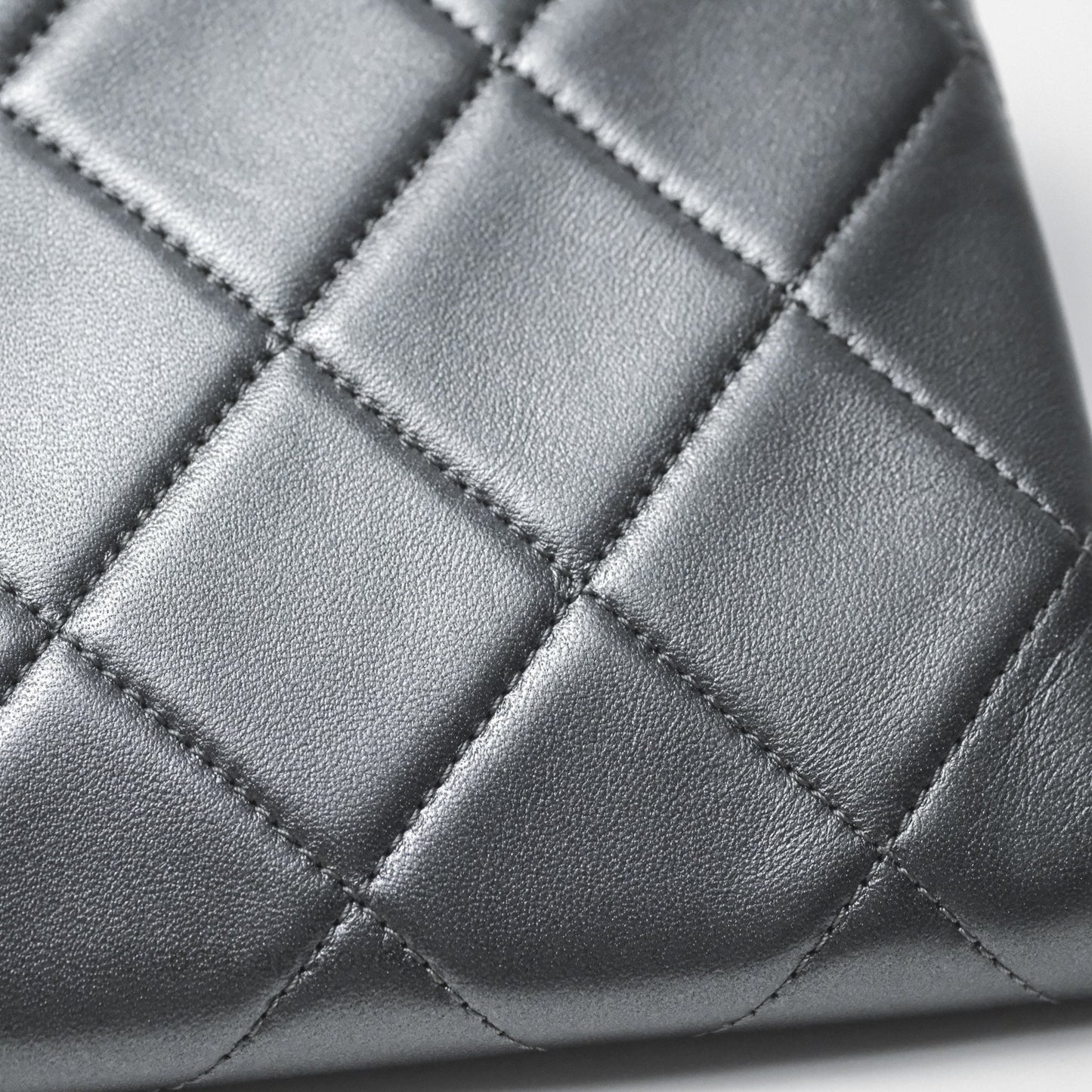Chanel Clutch with Chain Metallic Dark Grey Silver Hardware