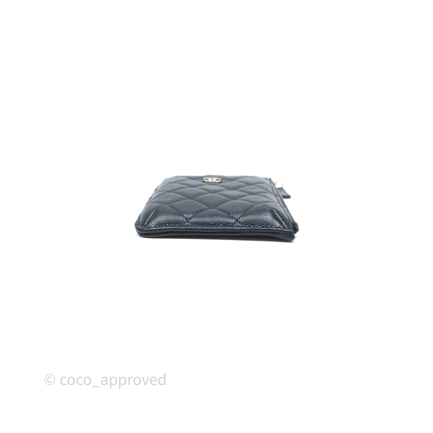 Chanel Classic Flat Navy Caviar Wallet Pouch Gold Hardware