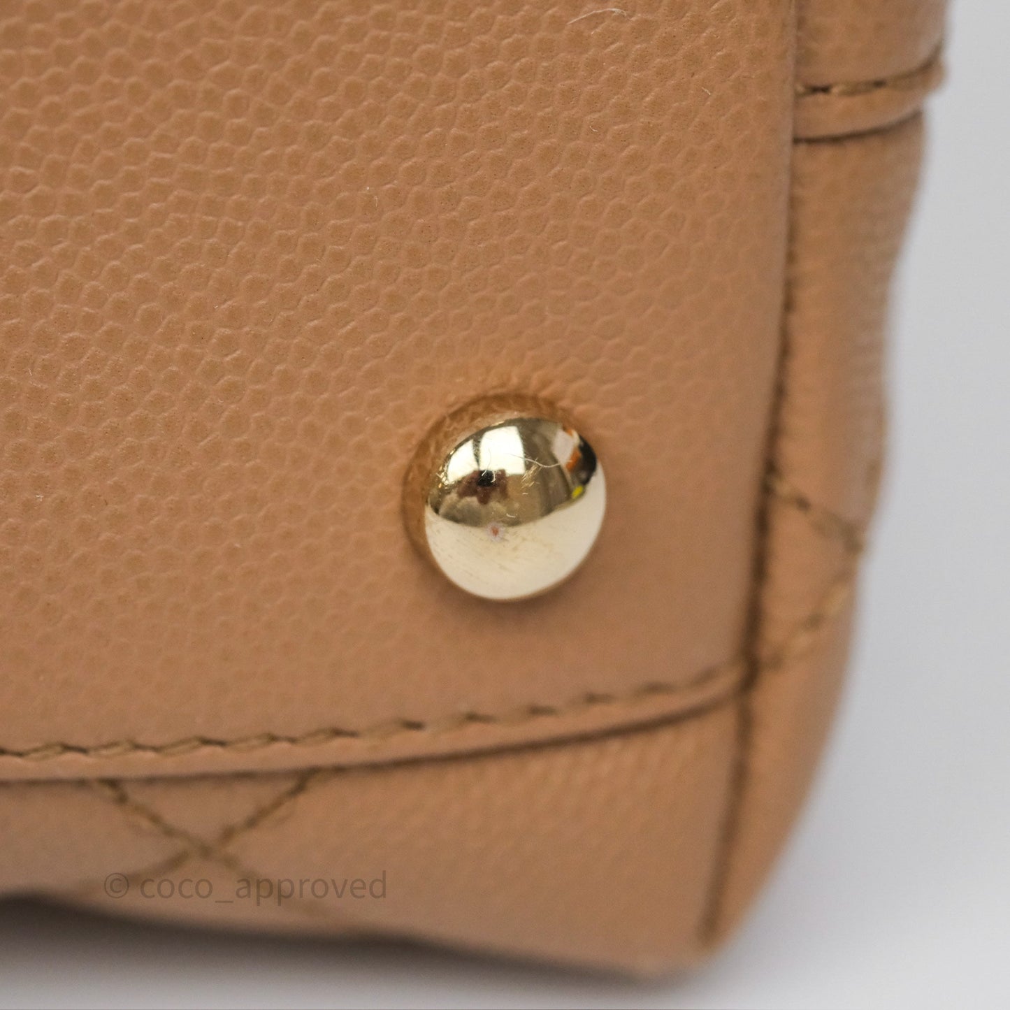 Chanel Small Coco Handle Quilted Beige Caviar Gold Hardware