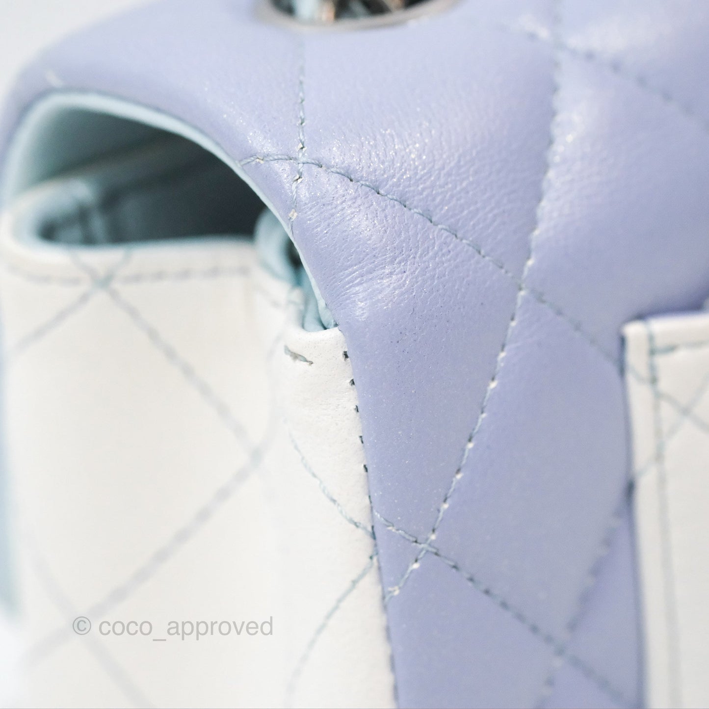 Chanel Quilted Mini Rectangular Flap Ombre Light Blue/Light Purple/White Iridescent Silver Hardware 21K