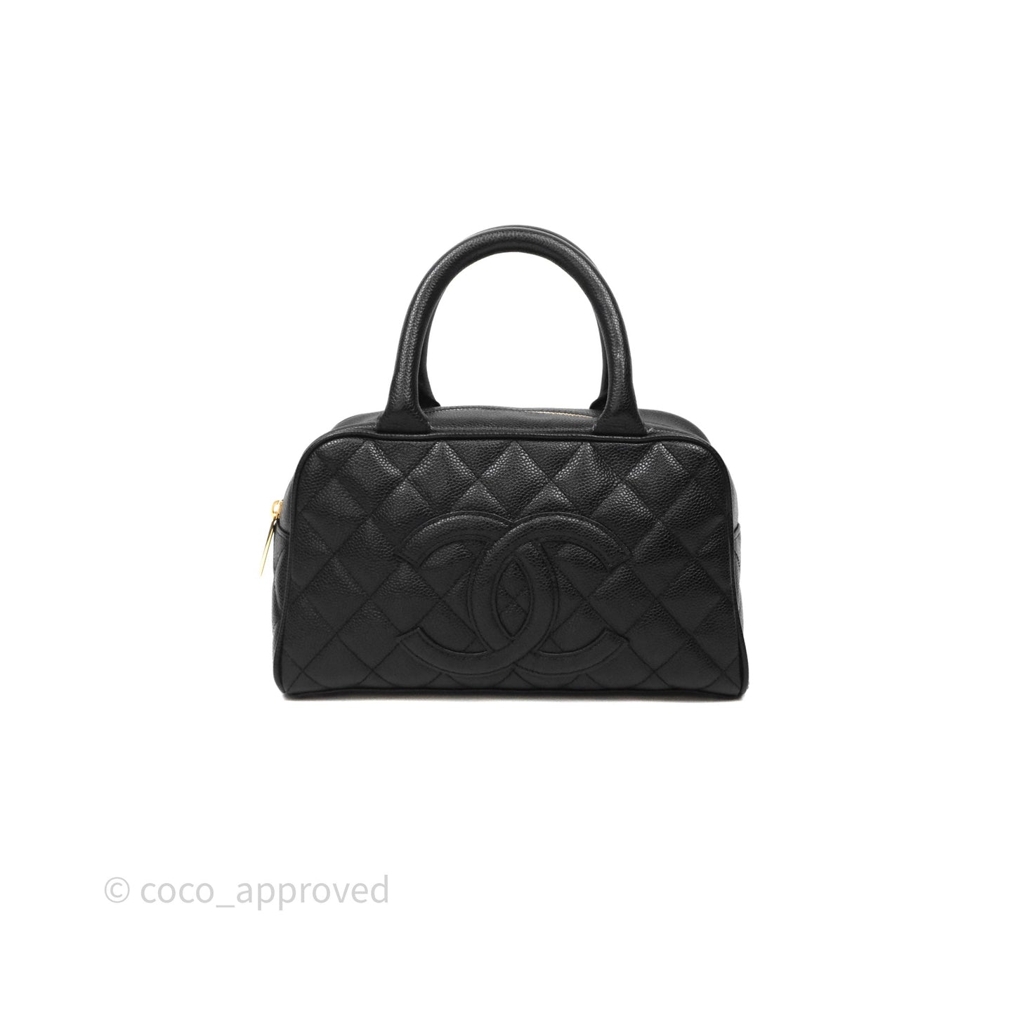 Chanel Vintage Mini CC Boston Bag Black Caviar Gold Hardware