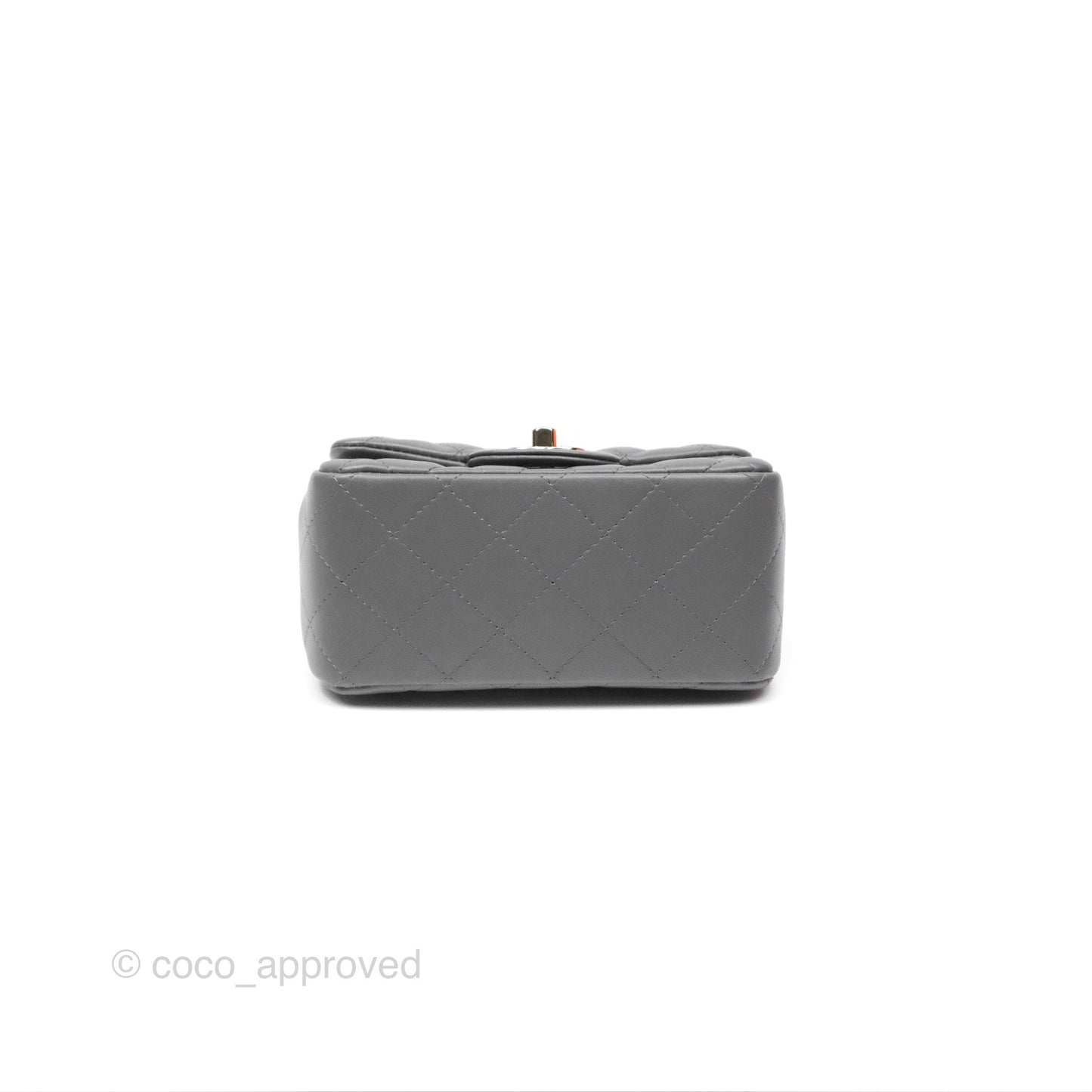 Chanel Mini Square Quilted Grey Lambskin Gold Hardware