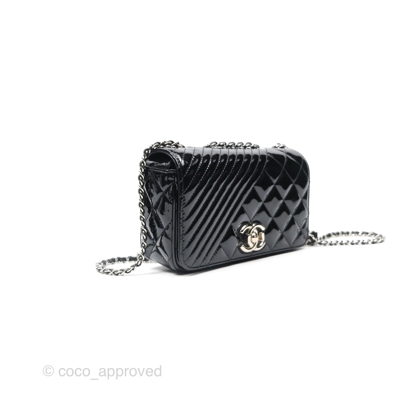 Chanel Small Flap Coco Boy Black Patent Silver Hardware
