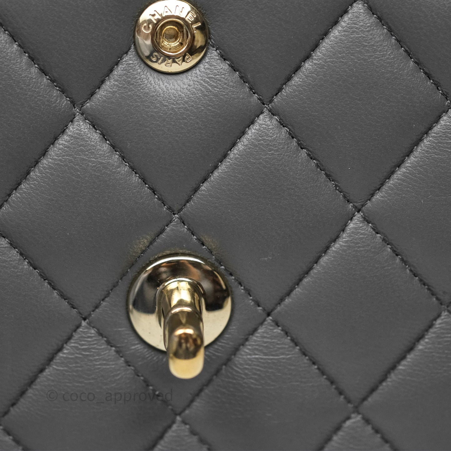 Chanel Classic M/L Medium Flap Quilted Grey Lambskin Gold Hardware