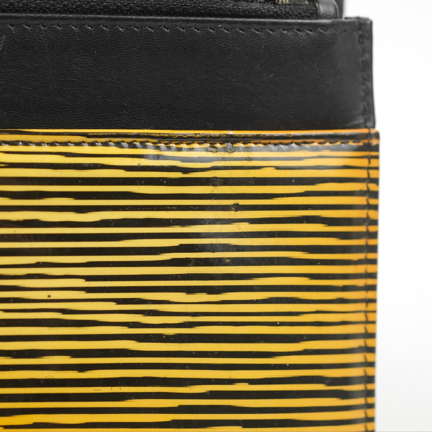 Chanel Wallet on Chain Yellow Black Striped Patent Silver Hardware