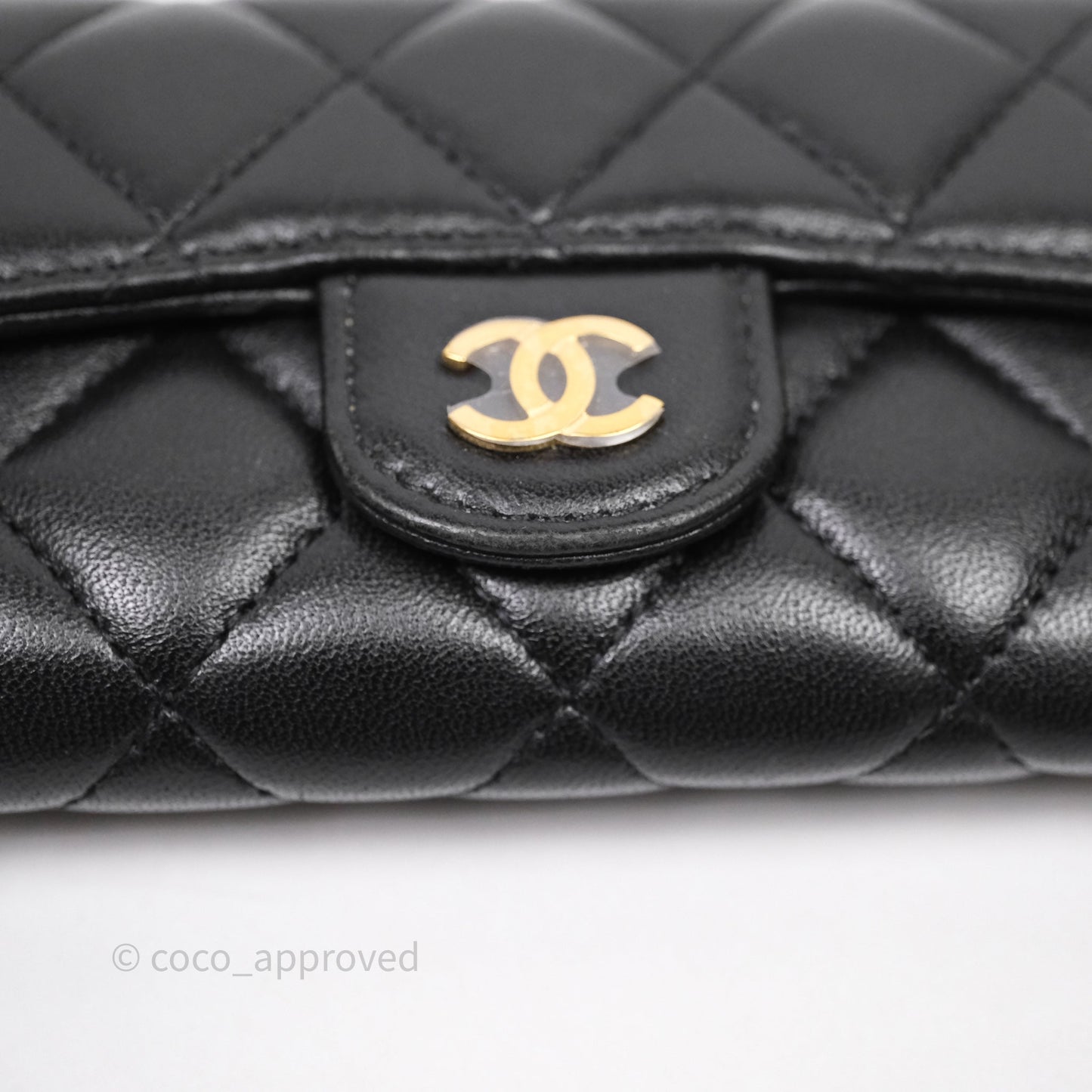 Chanel Quilted Flap Card Holder Black Lambskin Gold Hardware