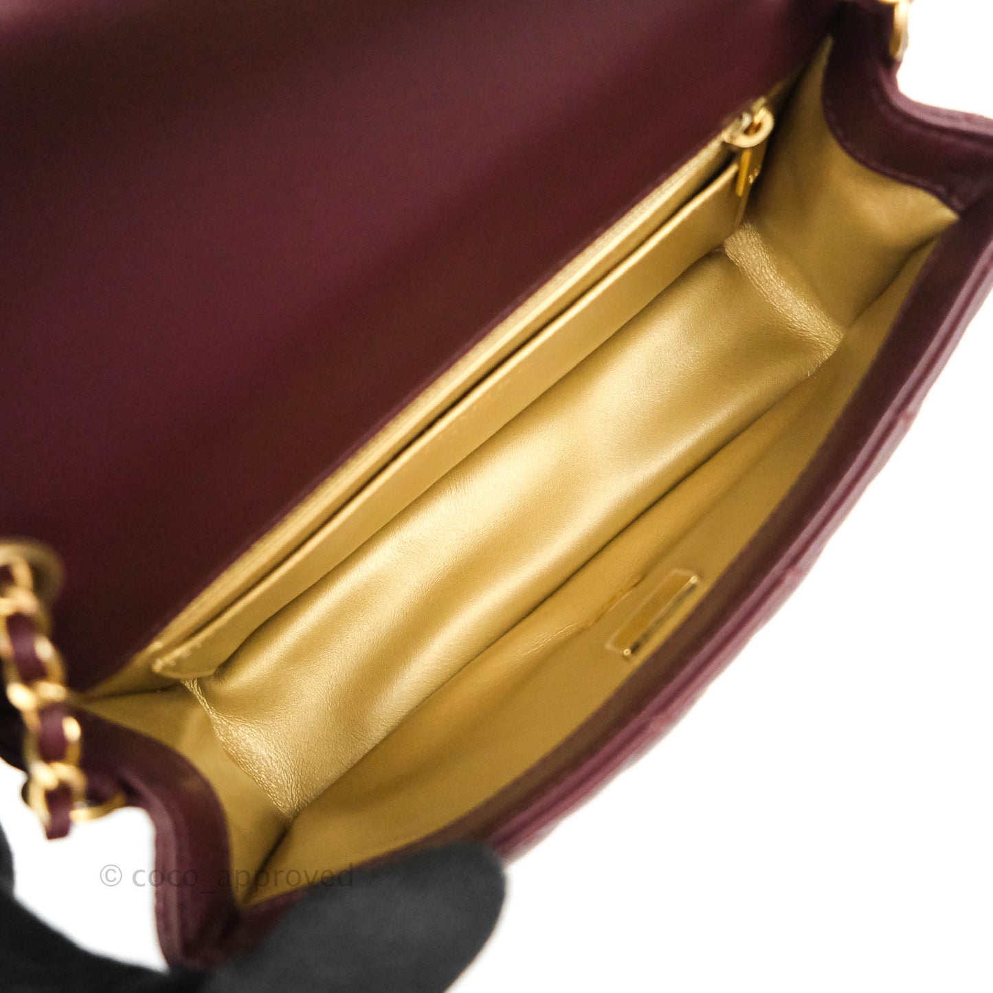 Chanel Mini Rectangular Pearl Crush Quilted Maroon Red Lambskin Gold Hardware