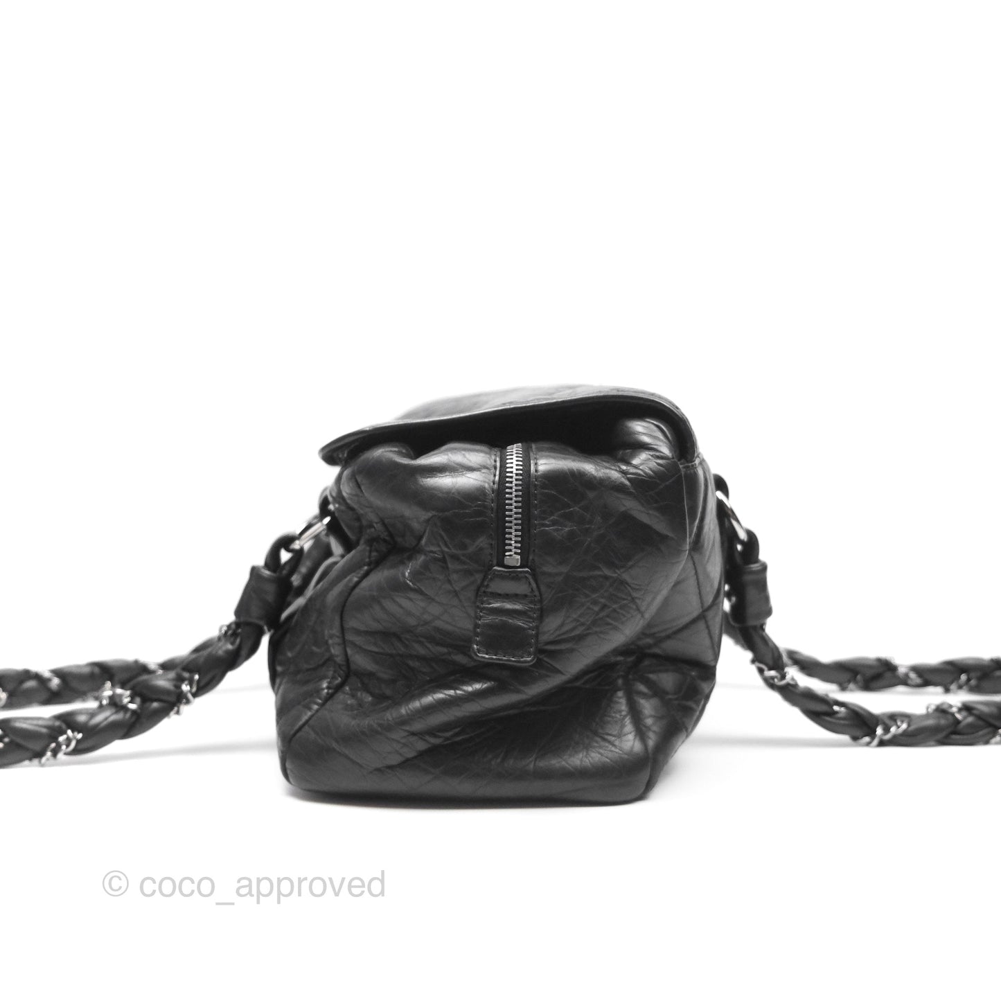 Chanel Quilted Lady Braid Bowler Bag Black Calfskin Silver Hardware