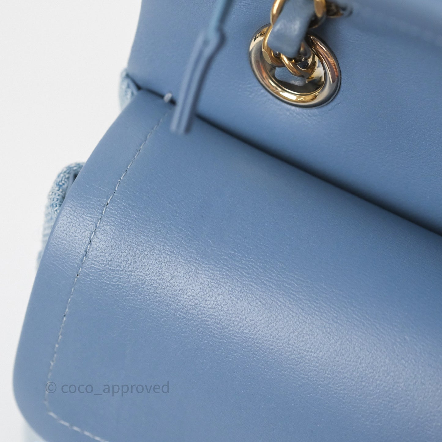 Chanel Quilted Small Double Flap Blue Printed Denim Gold Hardware