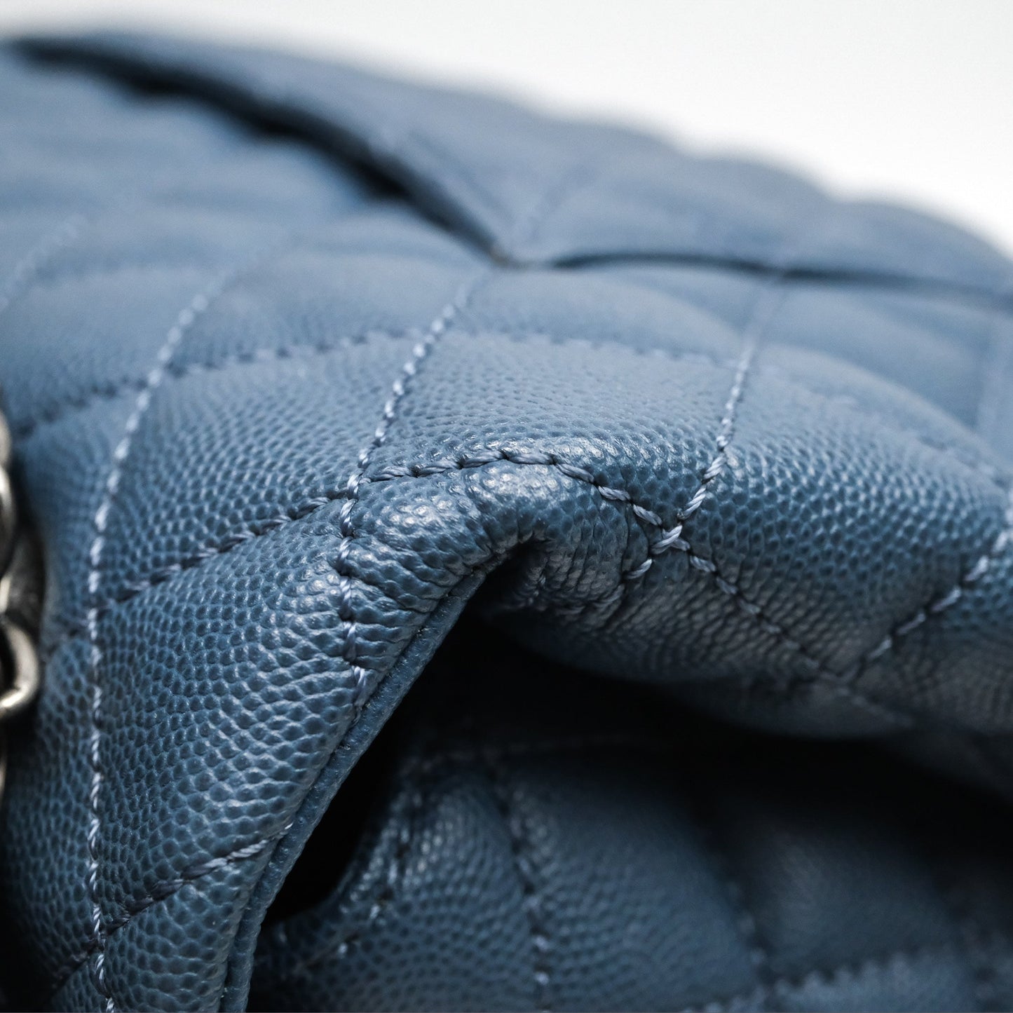 Chanel Medium Coco Handle Quilted Aged Caviar Dark Blue Ruthenium Hardware