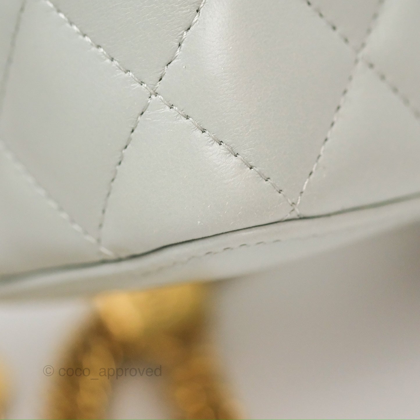 Chanel Quilted Vanity Rectangular with Chain Grey Blue Lambskin Gold Hardware