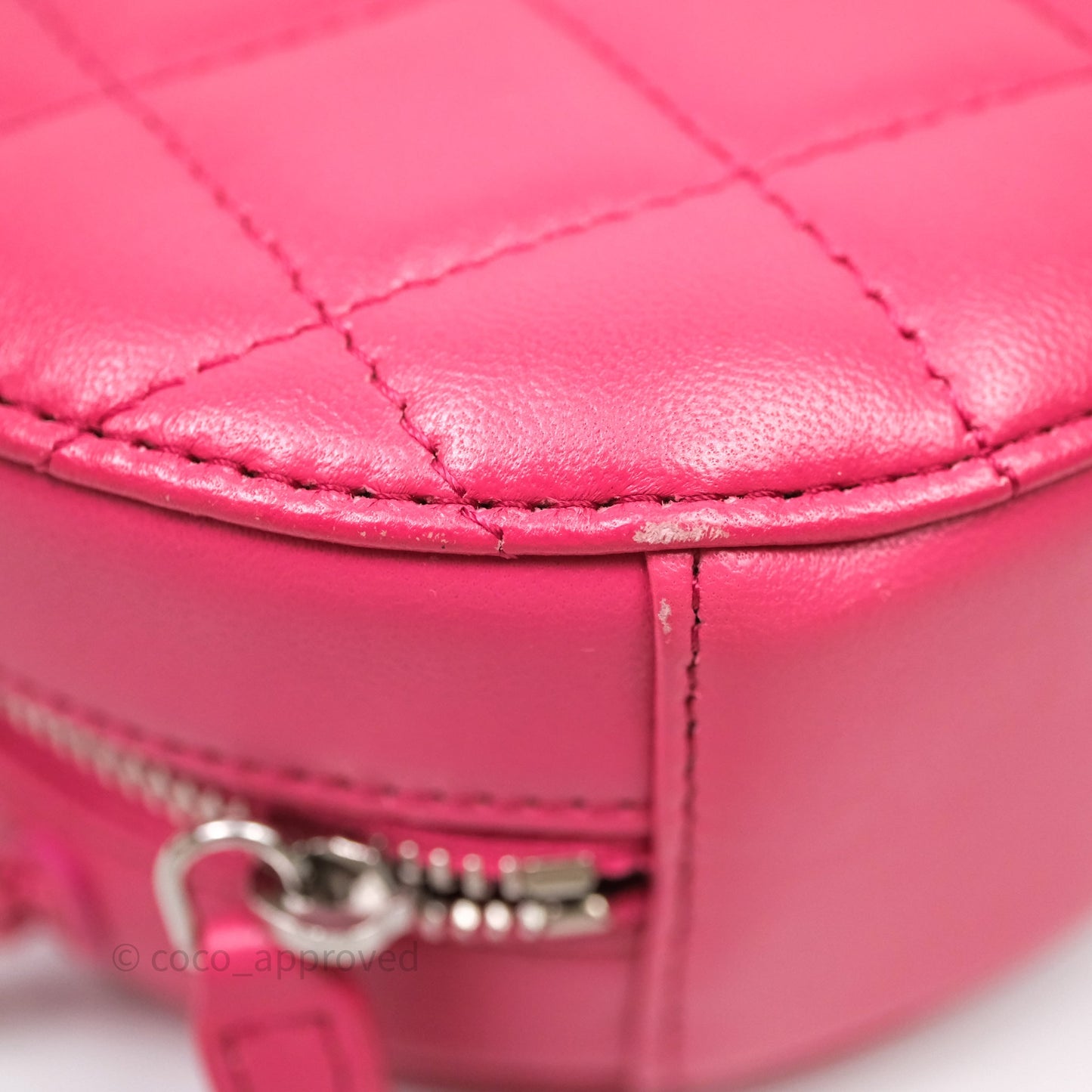 Chanel Quilted Round Clutch With Chain Dark Pink Lambskin Gold Hardware