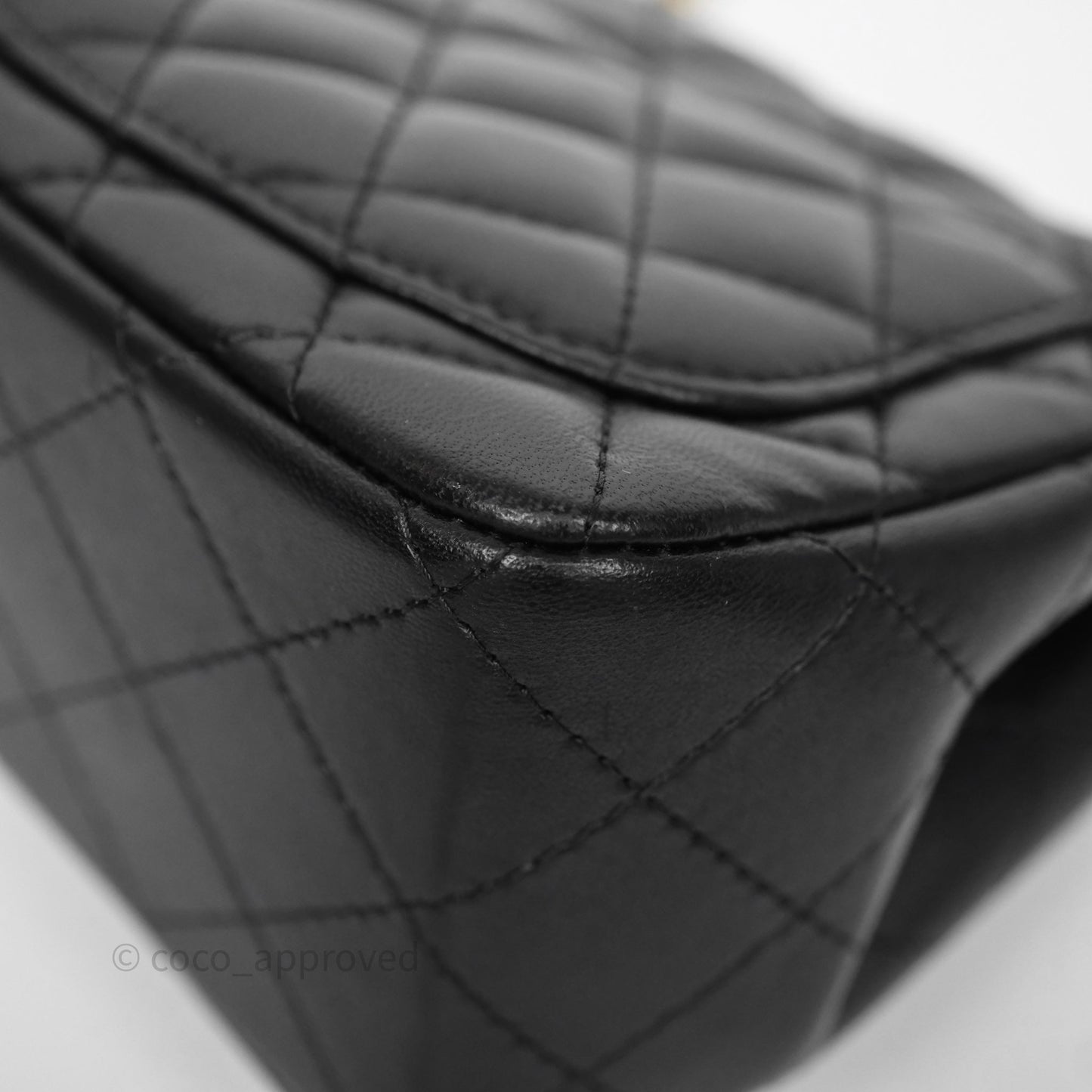 Chanel Mini Square Quilted Black Lambskin Gold Hardware