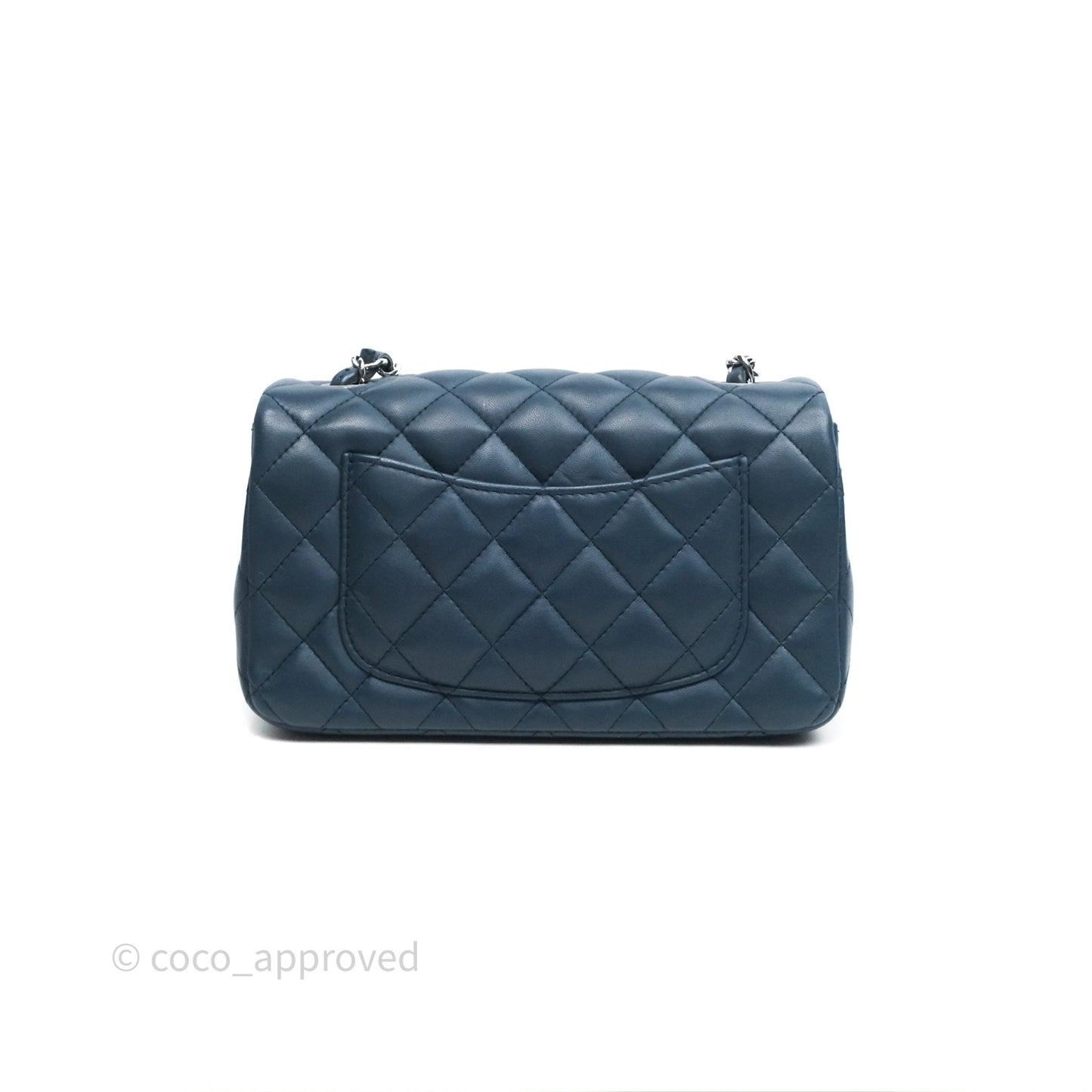 Chanel Quilted Mini Rectangular Navy Lambskin Silver Hardware