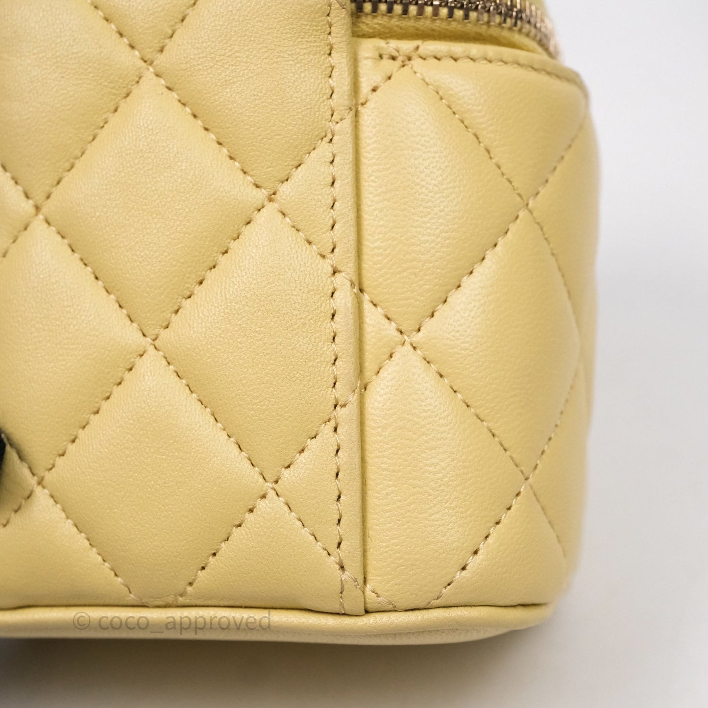 Chanel Mini Top Handle Vanity With Chain Yellow Lambskin Gold Hardware