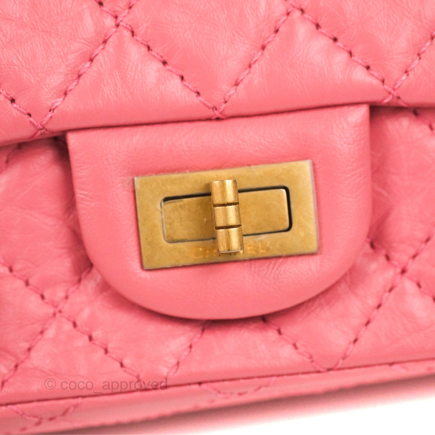Chanel Mini Reissue 224 Pink Aged Calfskin Aged Gold Hardware