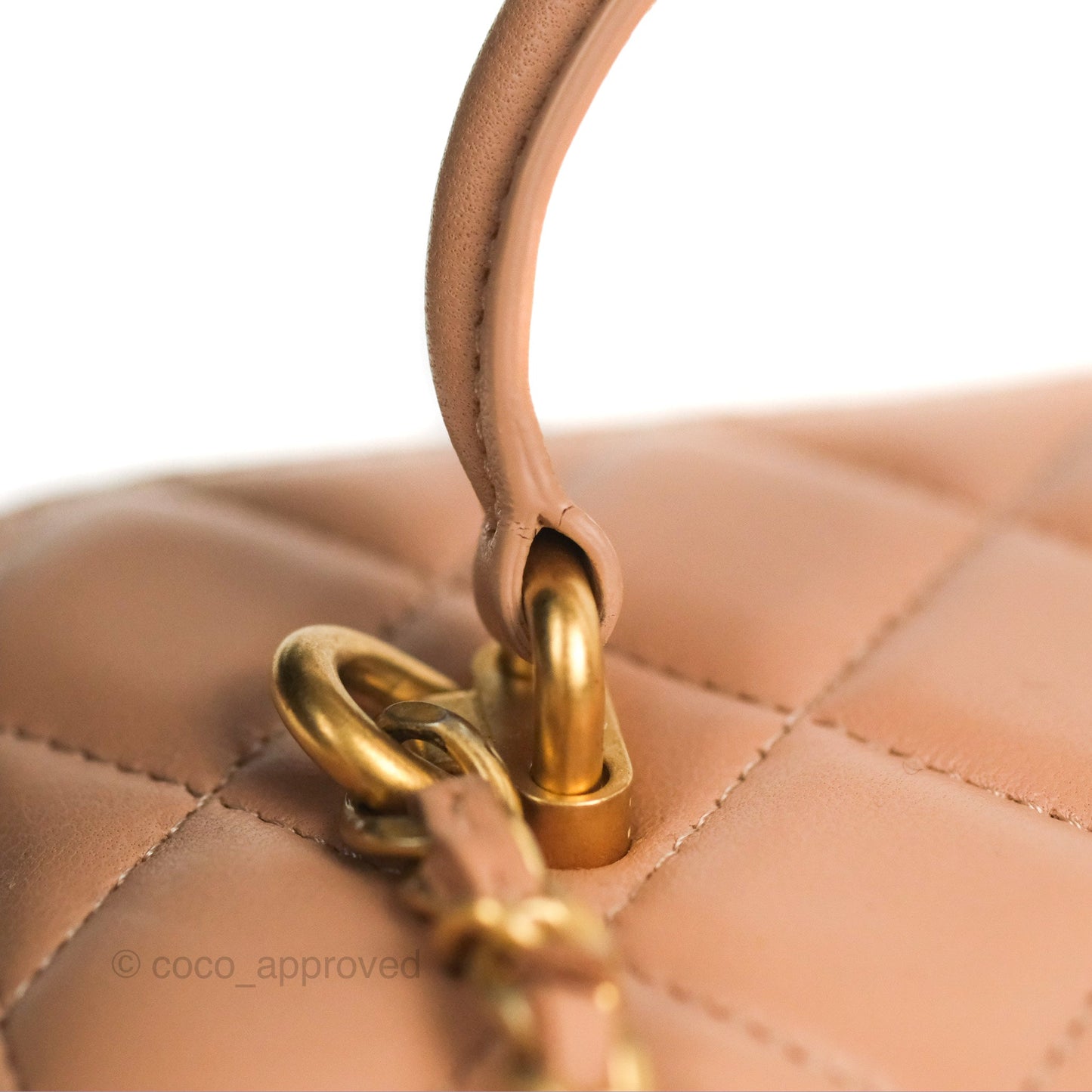 Chanel Vanity Rectangular Top Handle Beige Lambskin Gold Hardware
