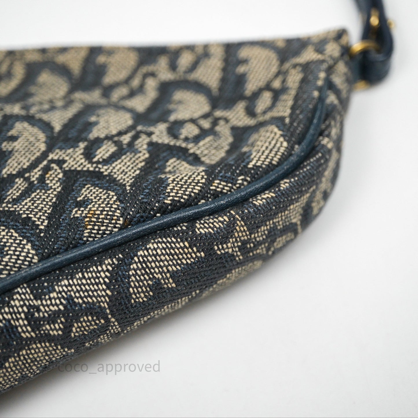 Christian Dior Vintage Mini Saddle Bag Blue Oblique Jacquard
