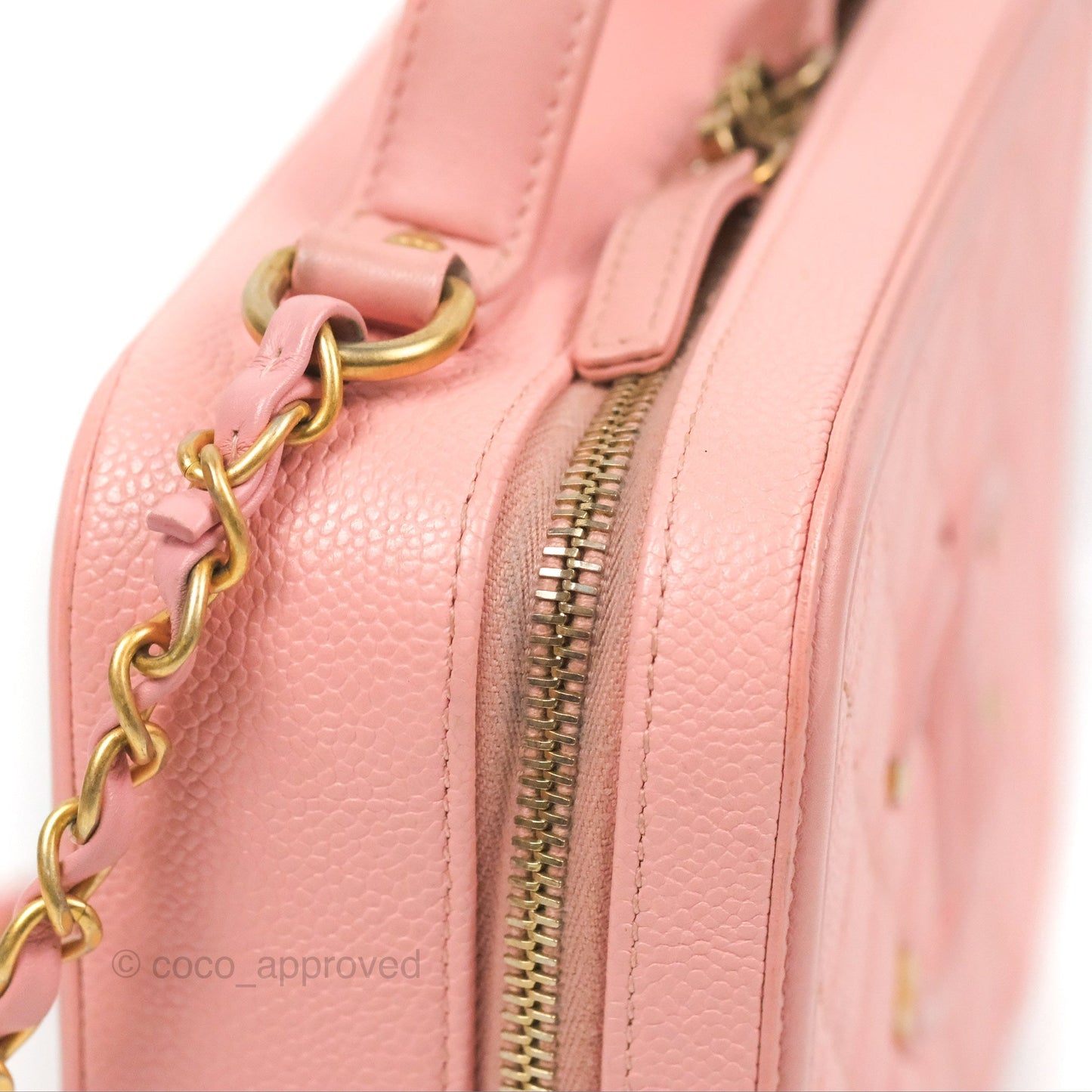 Chanel Quilted Medium CC Filigree Vanity Case Pink Caviar Gold Hardware