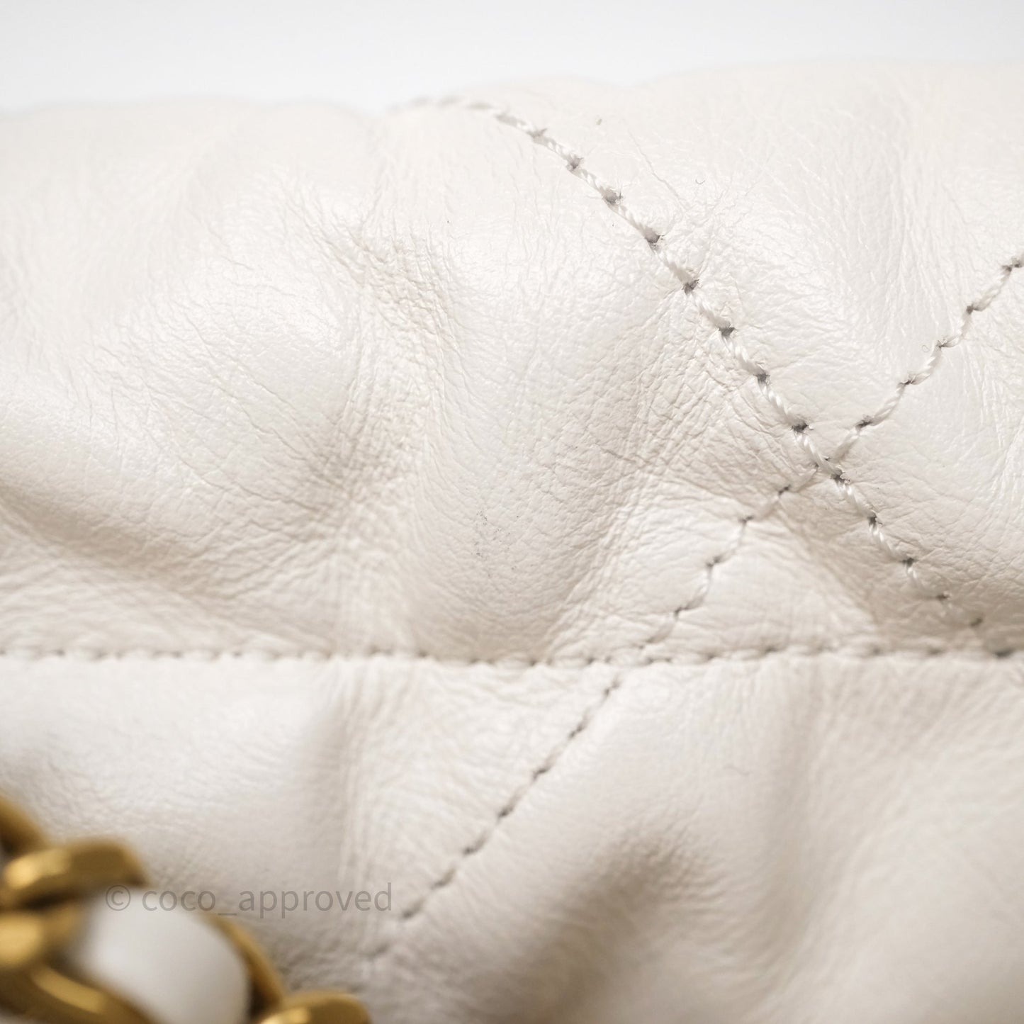 Chanel 22 Mini Bag White Calfskin Aged Gold Hardware