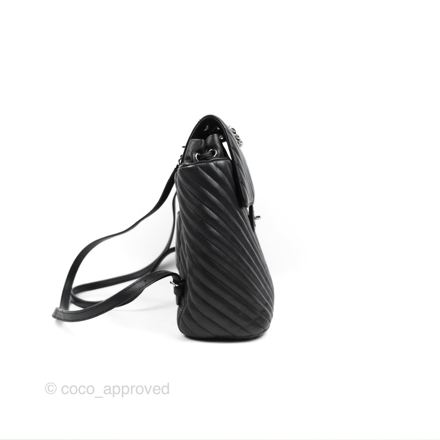 Chanel Medium Chevron Urban Spirit Backpack Black Calfskin Silver Hardware
