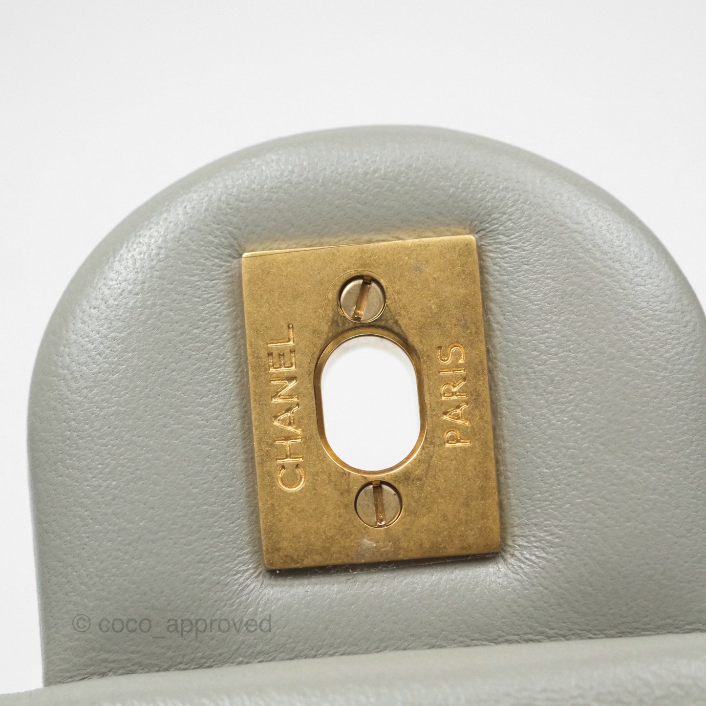 Chanel Mini Rectangular Pearl Crush Grey Lambskin Aged Gold Hardware