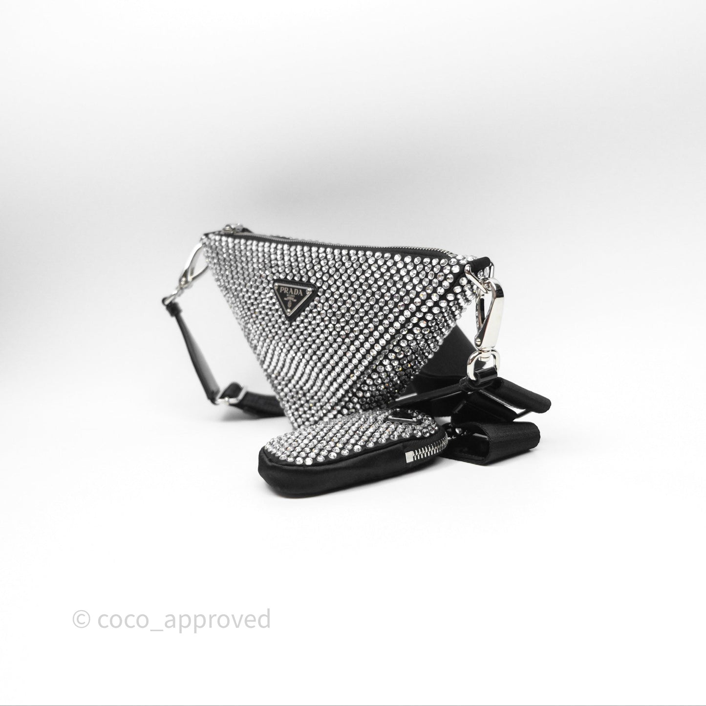 Prada Triangle Crystal Bag Black