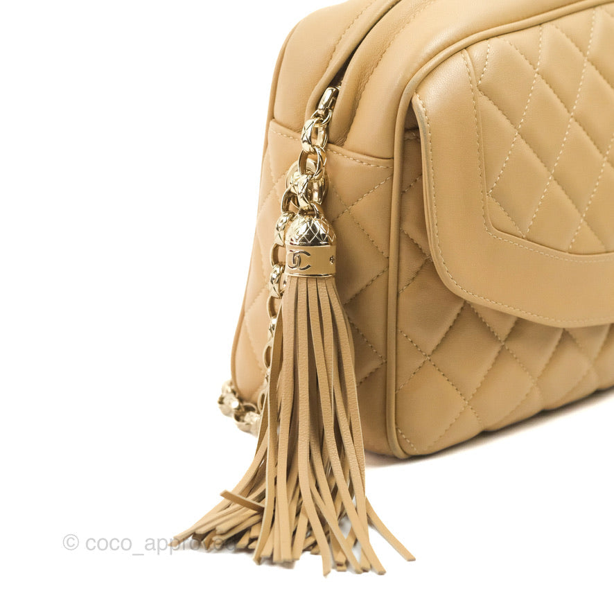 Chanel Calfskin Coco Vintage Camera Case Beige Gold Hardware