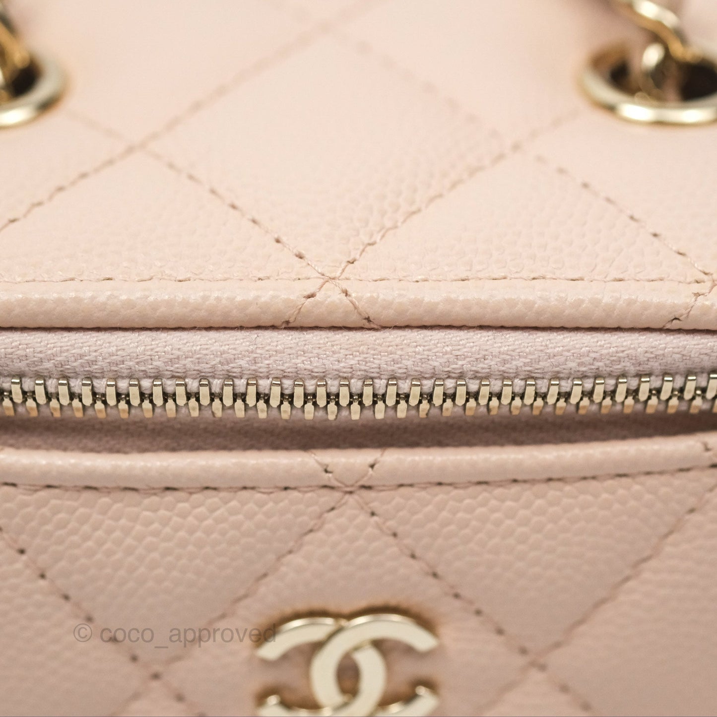 Chanel Mini Vanity With Chain Beige Pink Caviar Gold Hardware