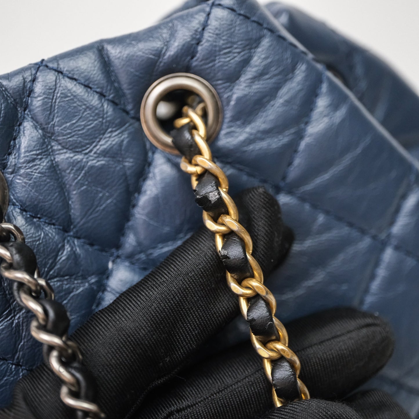Chanel Gabrielle Backpack Blue Aged Calfskin Small