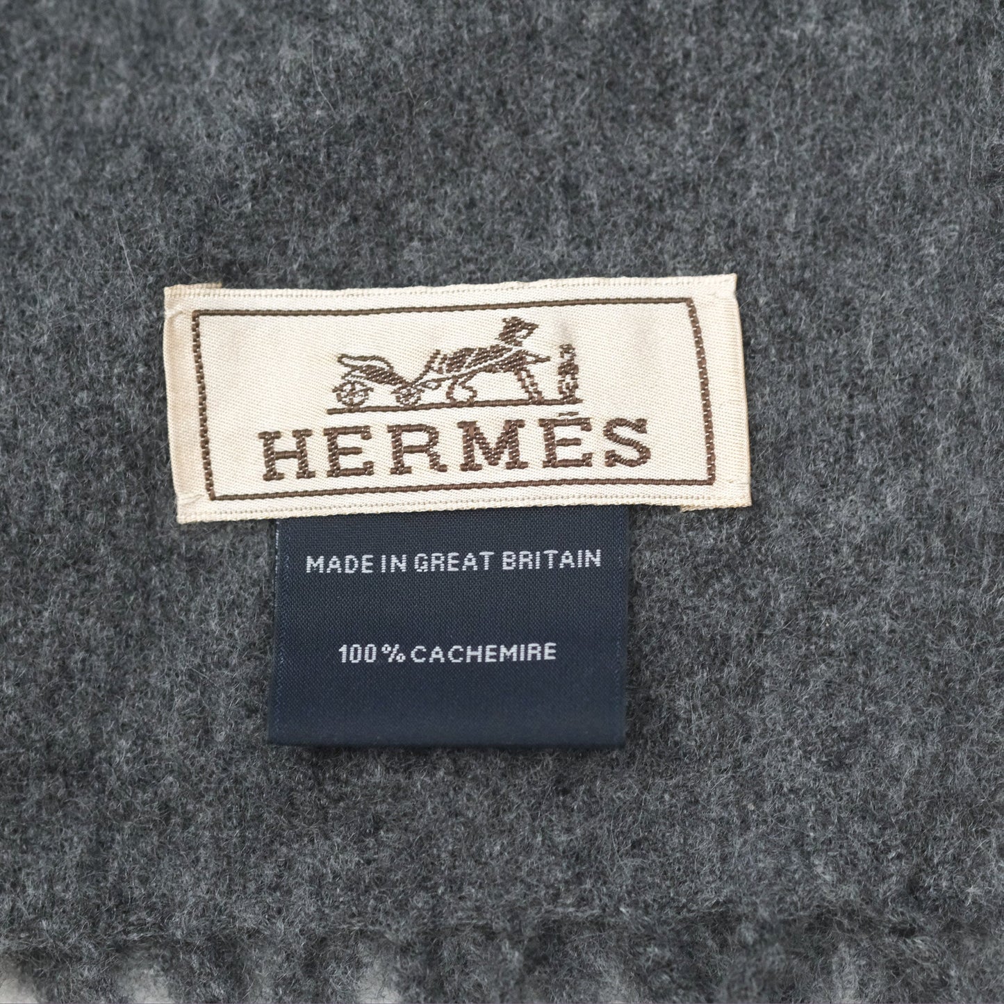 Hermès Men's Summer Block Muffler Scarf Cashmere Gris Chine