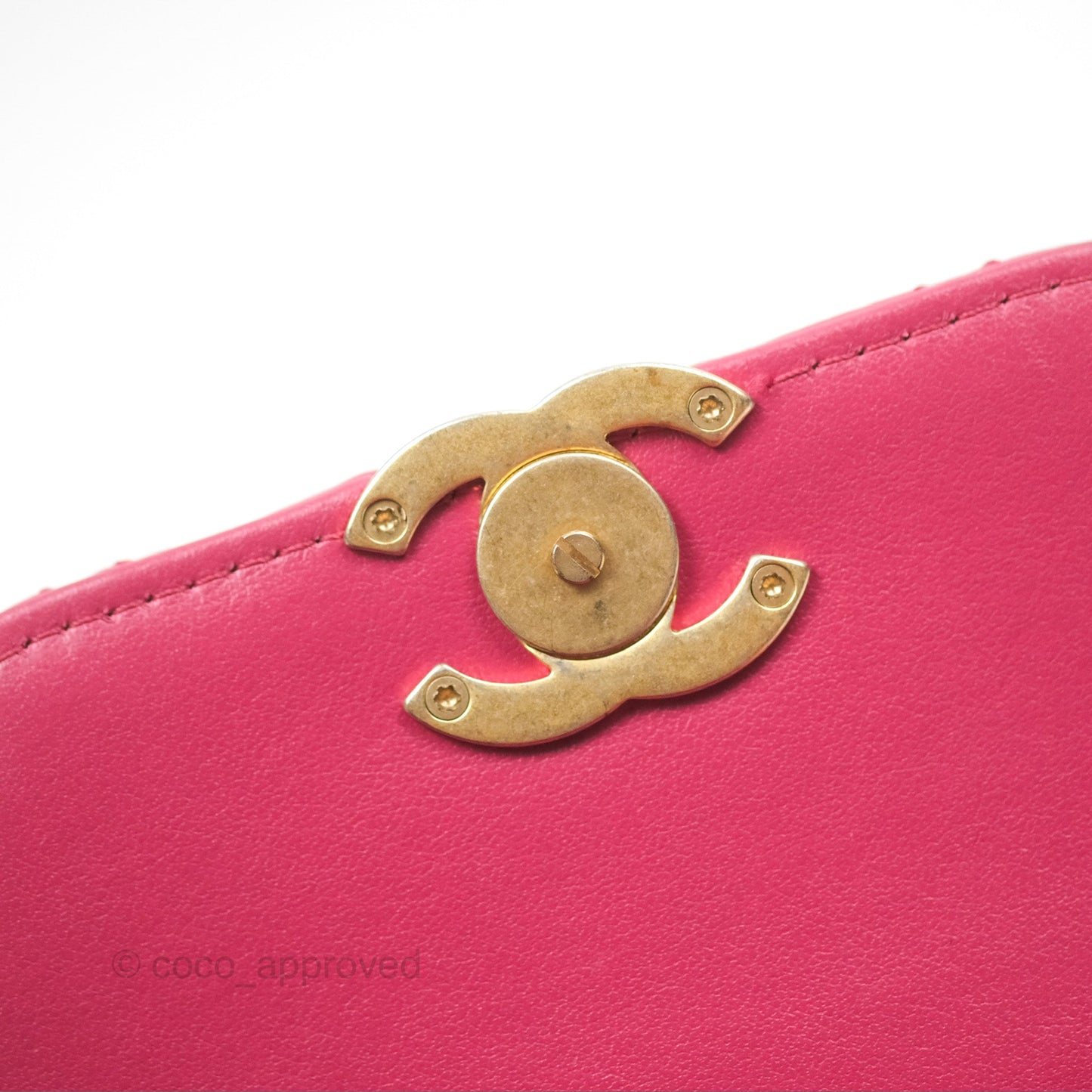 Chanel Quilted Perfect Fit Dark Pink Phone Holder Aged Gold Hardware