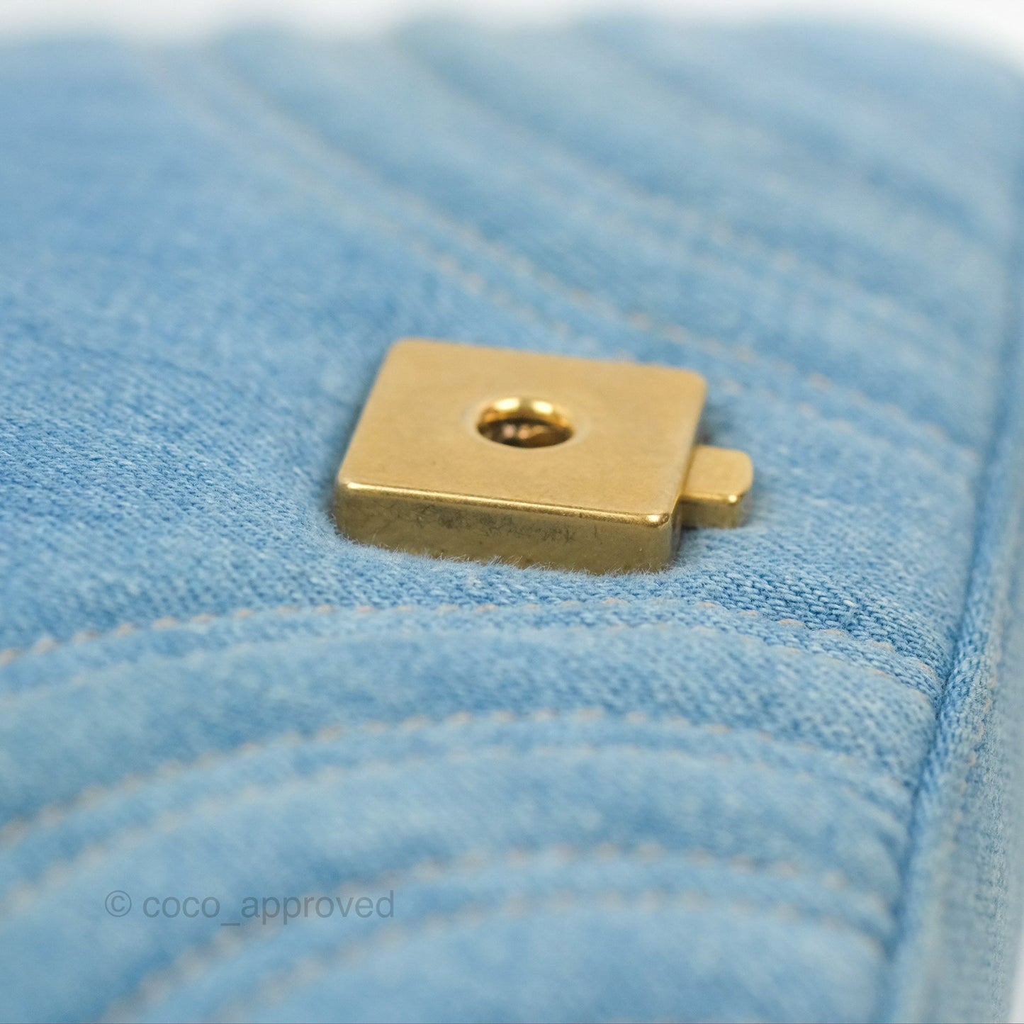 Gucci Mini Marmont Denim Pearl Gold Hardware