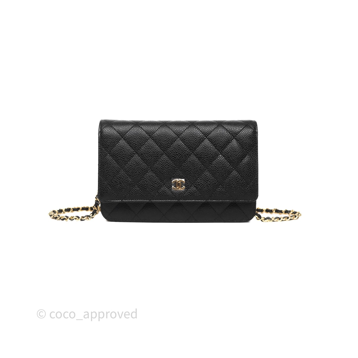 Chanel Quilted Classic Wallet On Chain WOC Black Caviar Gold Hardware