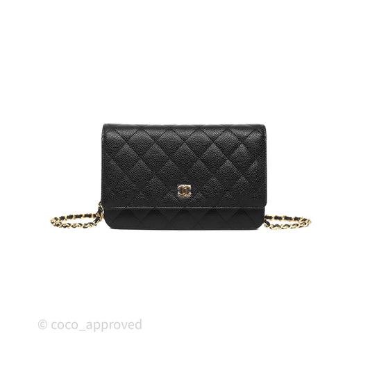 Chanel Quilted Classic Wallet On Chain WOC Black Caviar Gold Hardware