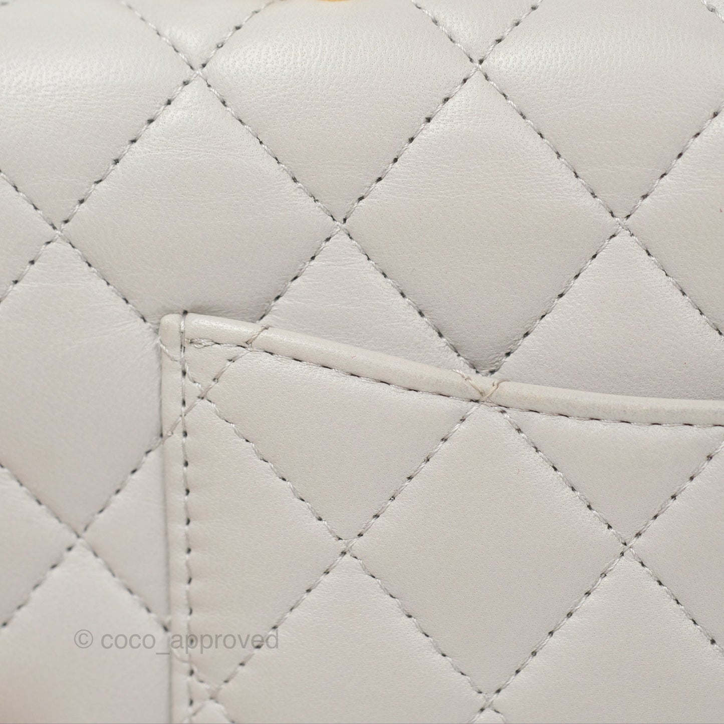 Chanel Top Handle Mini Rectangular Flap Bag Light Grey Lambskin Aged Gold Hardware