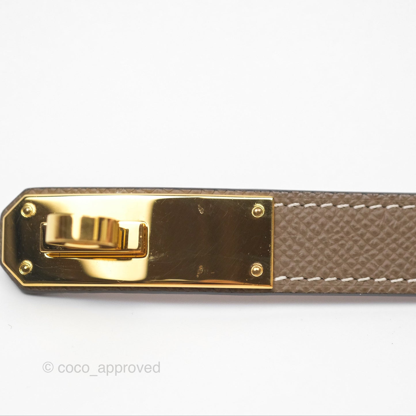 Hermès Epsom Kelly Buckle Belt Etoupe 18 Rose Gold Hardware