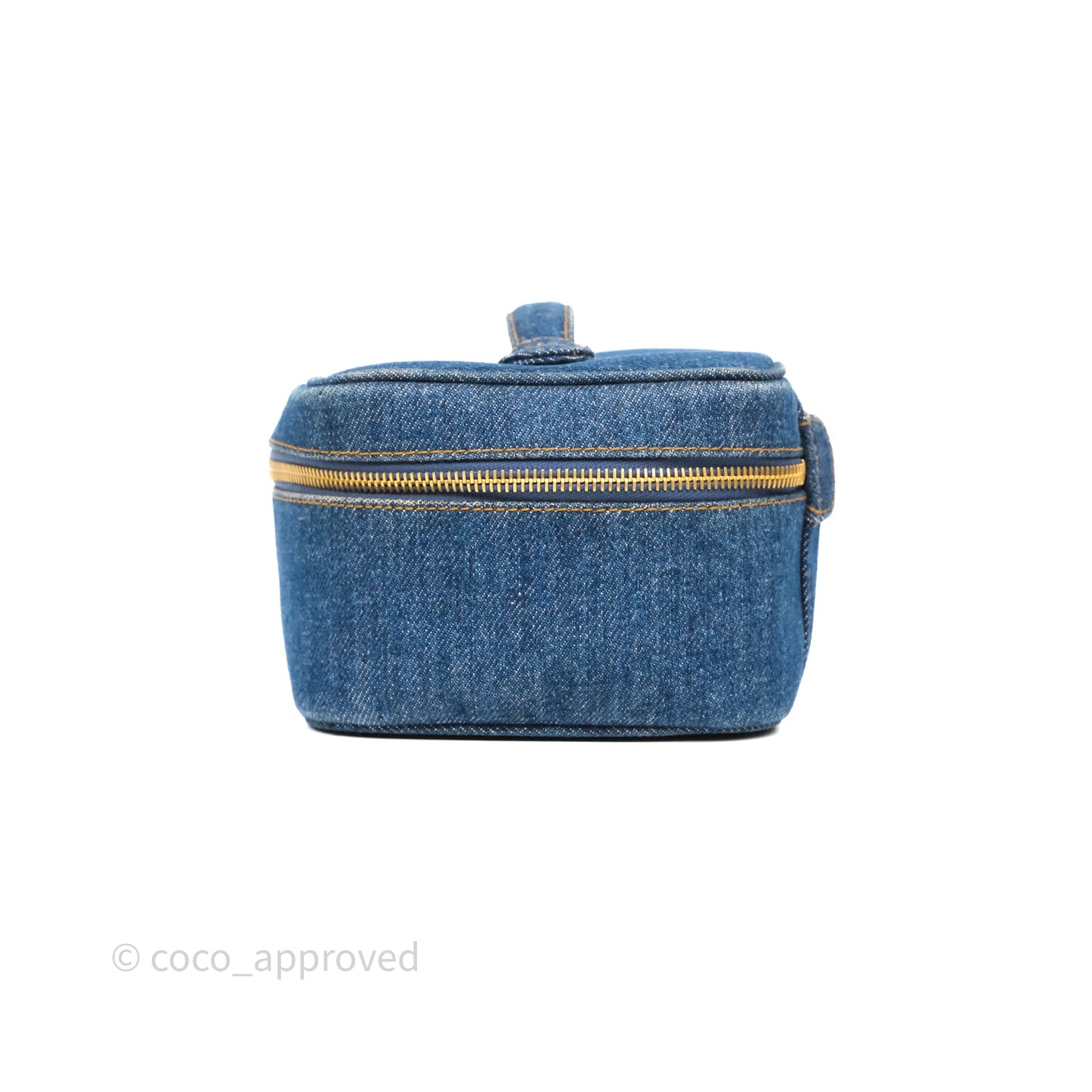 Chanel Vintage Vanity Case Denim Aged Gold Hardware