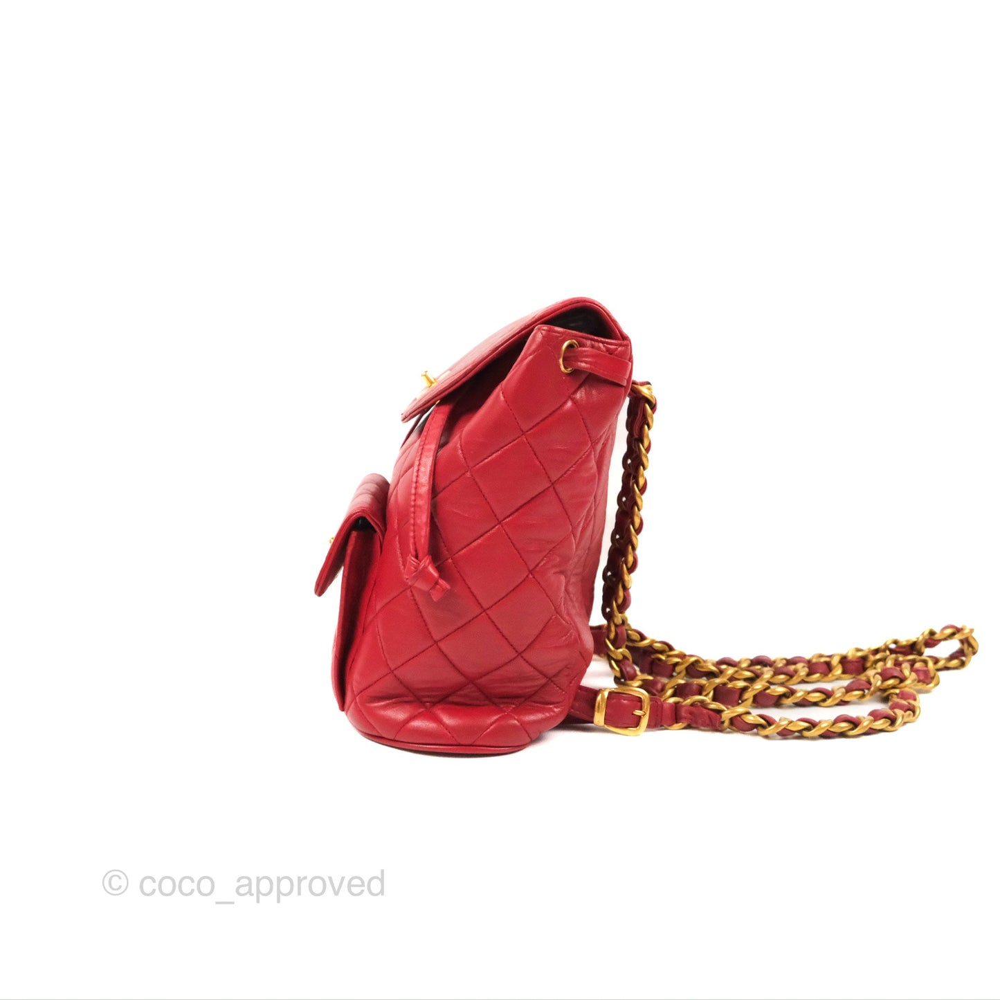 Chanel Vintage CC Duma Backpack Red Lambskin 24K Gold Hardware