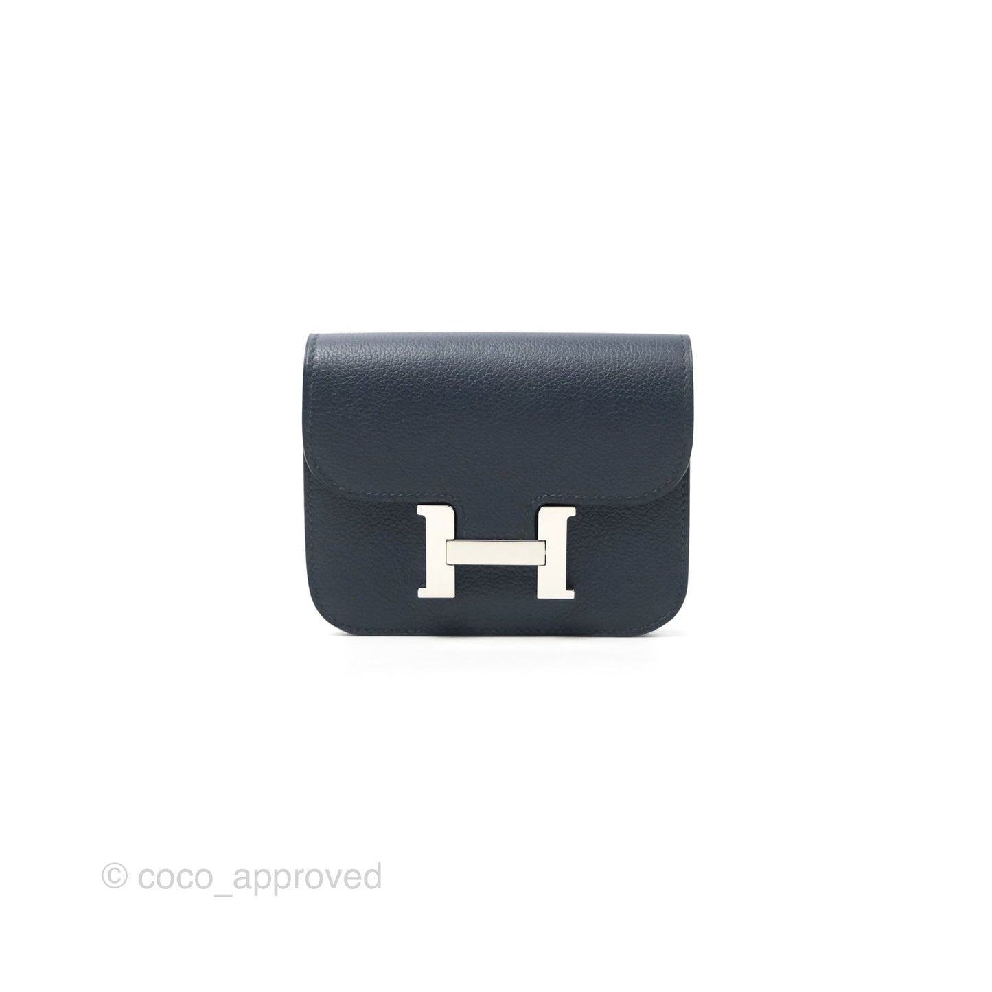 Hermès Constance Slim Wallet Bleu Nuit 2Z Evercolor Palladium Hardware